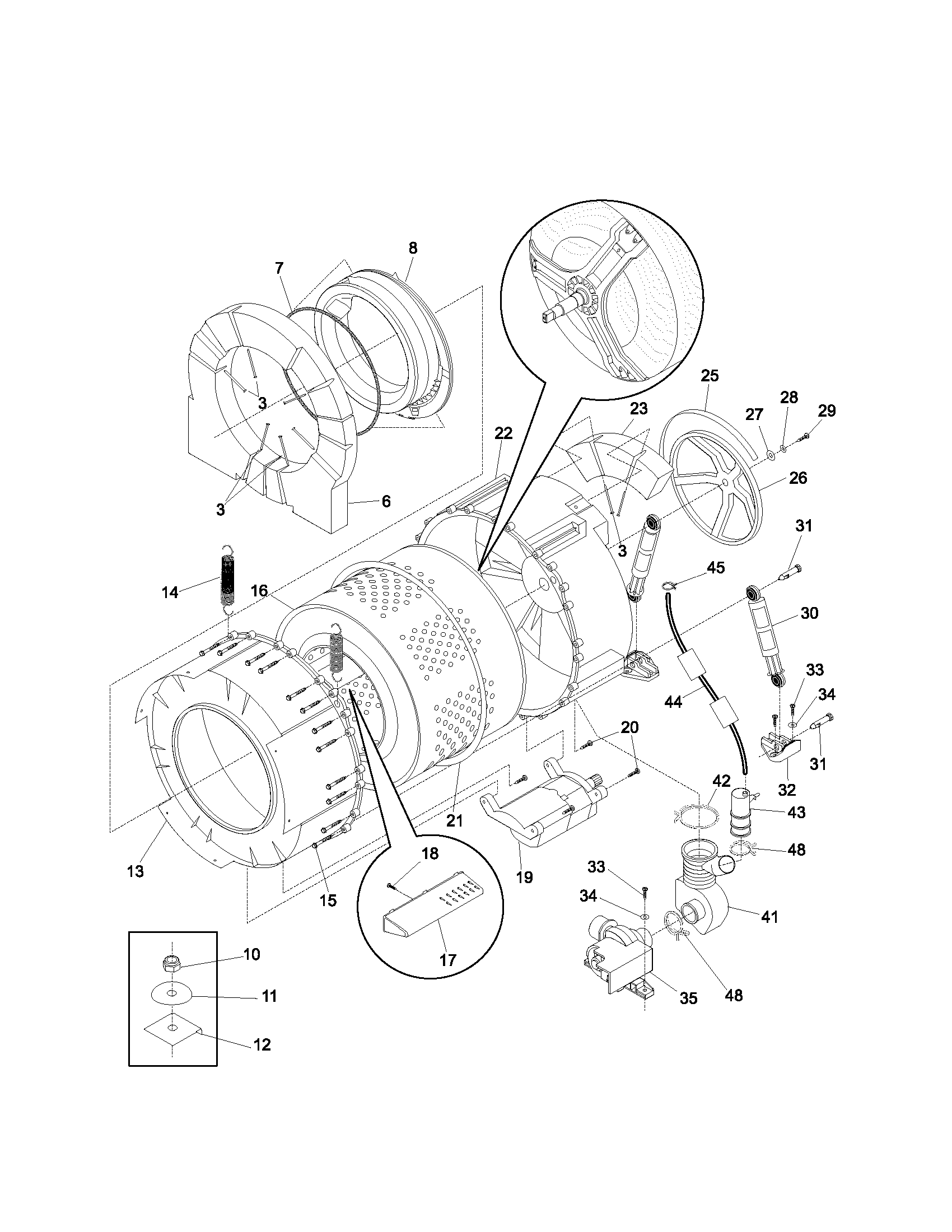 Kenmore 41743142200 tub/motor diagram