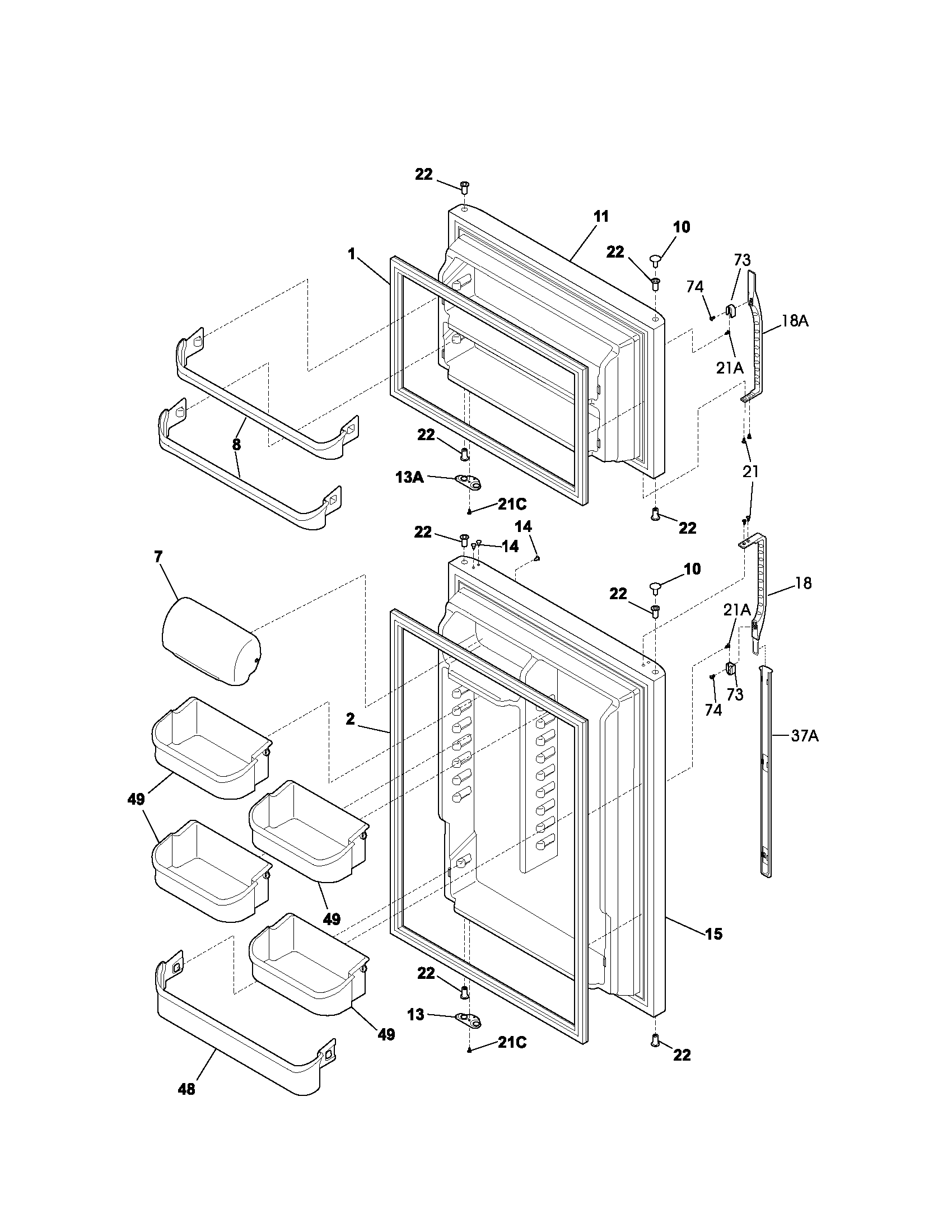Kenmore 25362872204 door diagram