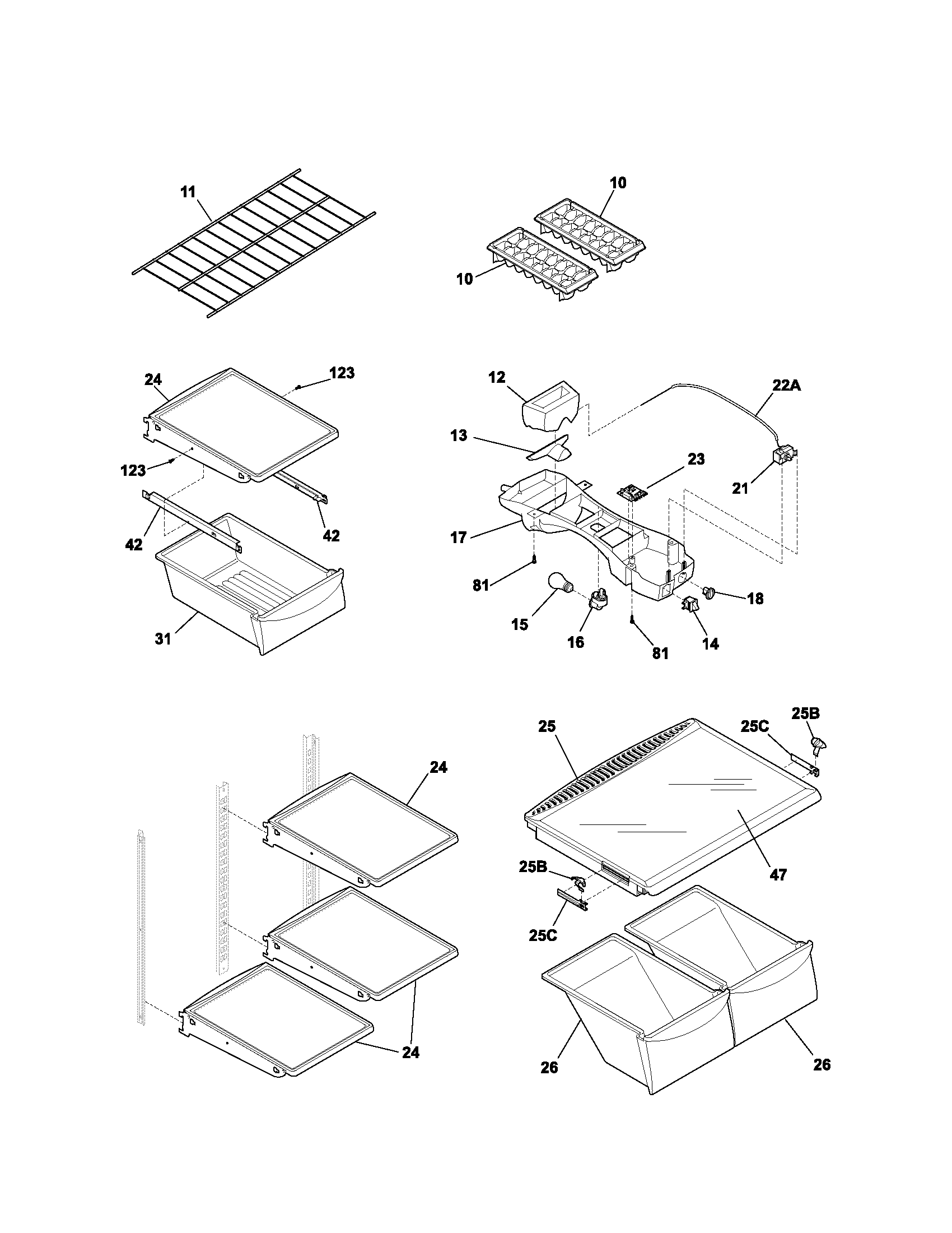 Kenmore 25362872204 shelves diagram