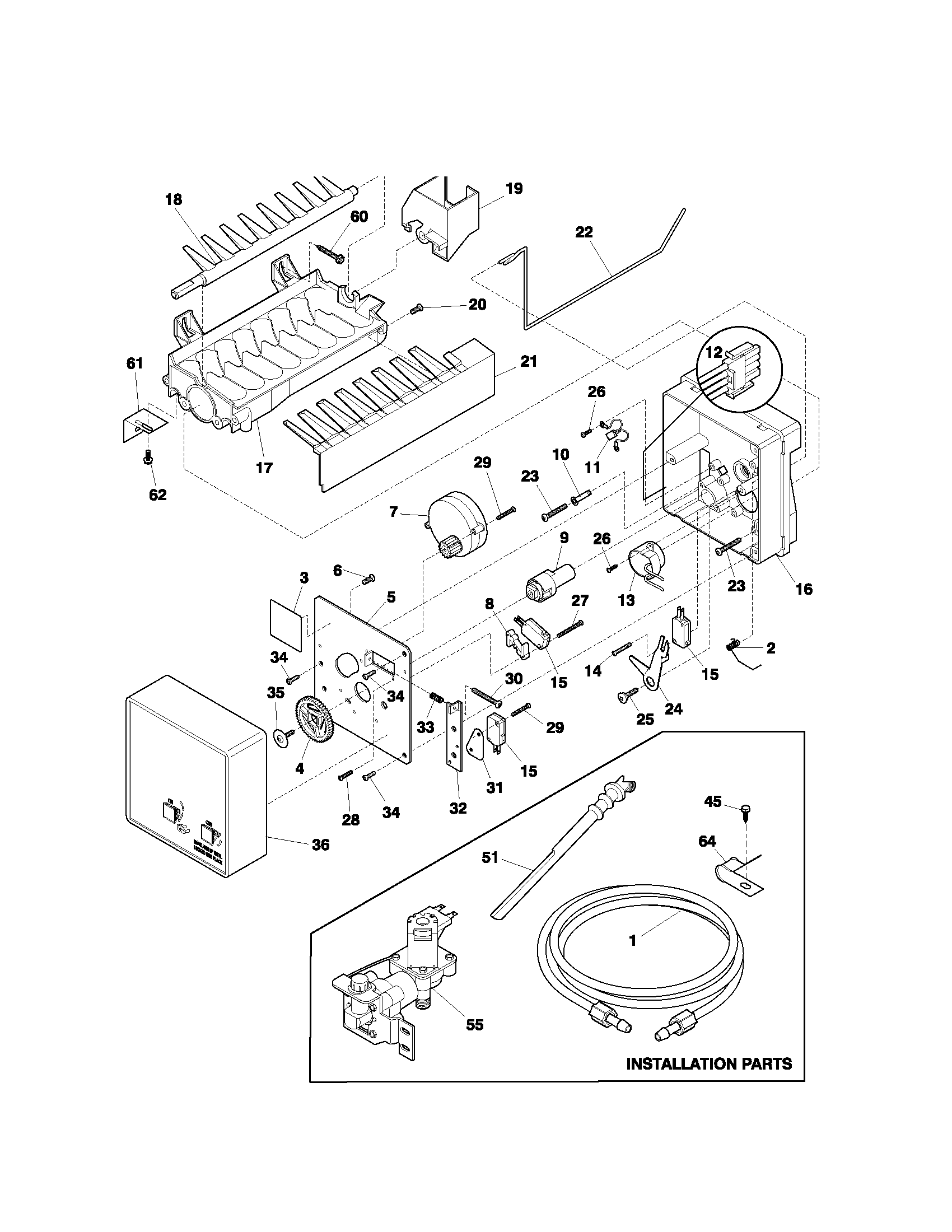 Kenmore 25372874204 ice maker diagram