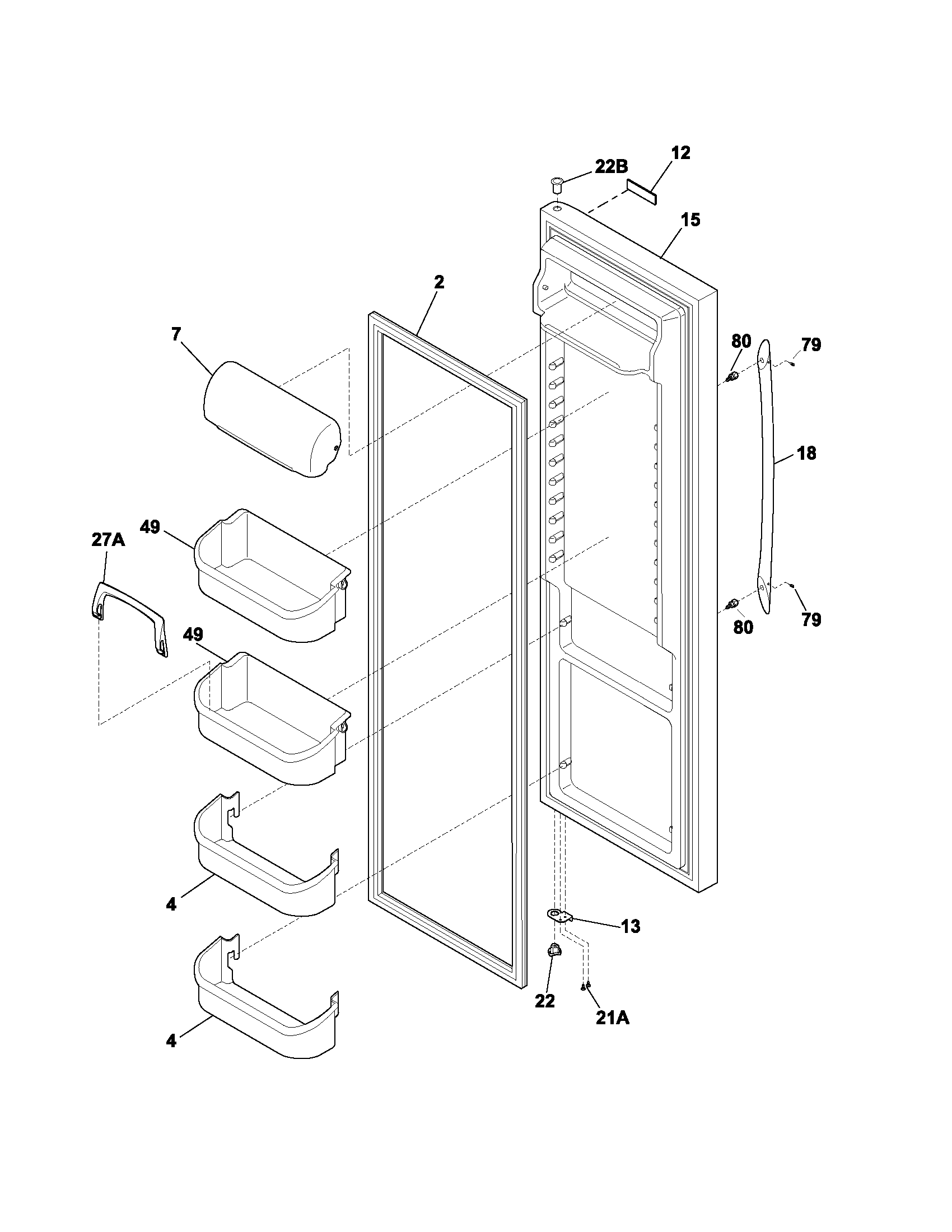 Frigidaire PLHS238ZCB0 refrigerator door diagram