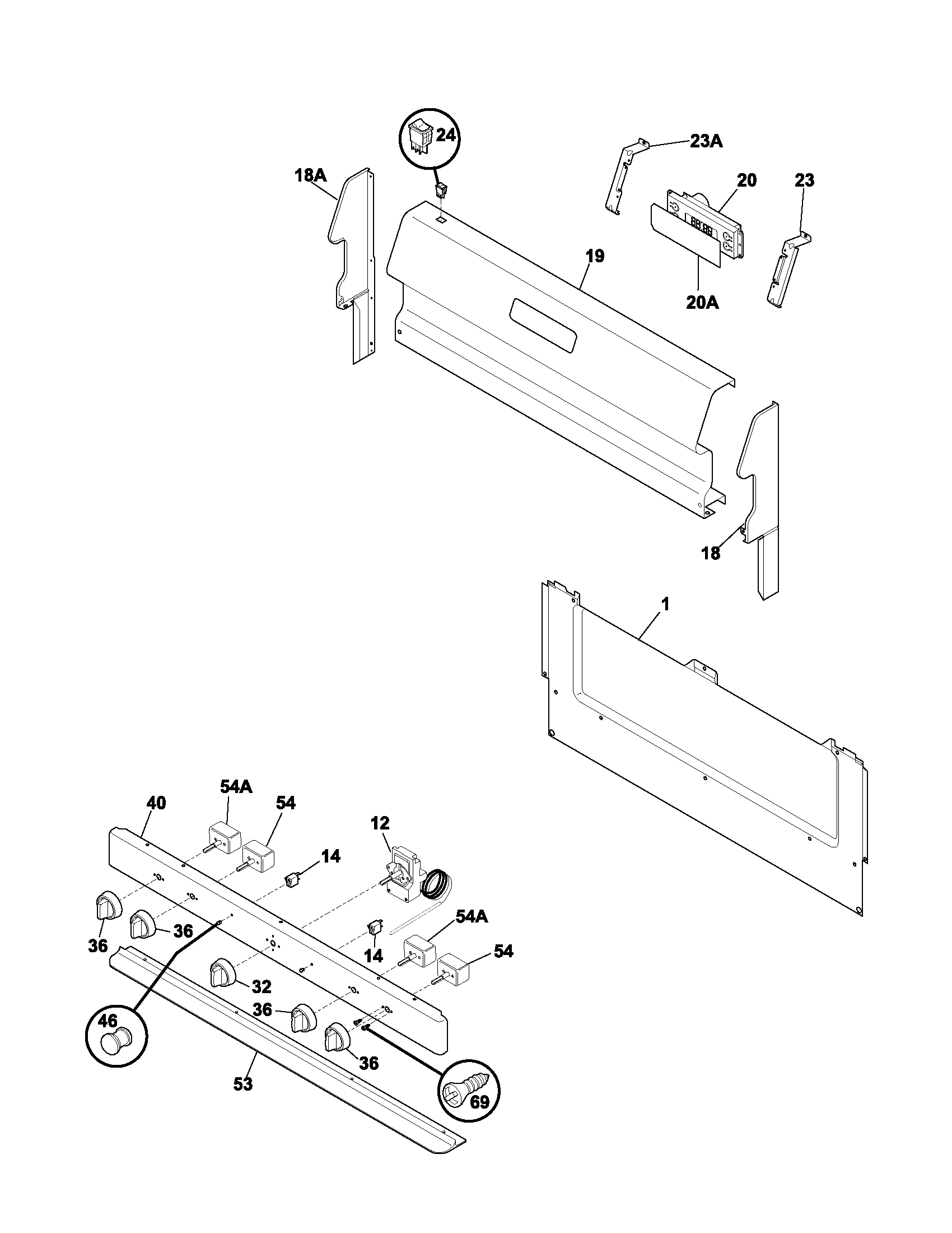 Tappan TEF317BUA backguard diagram