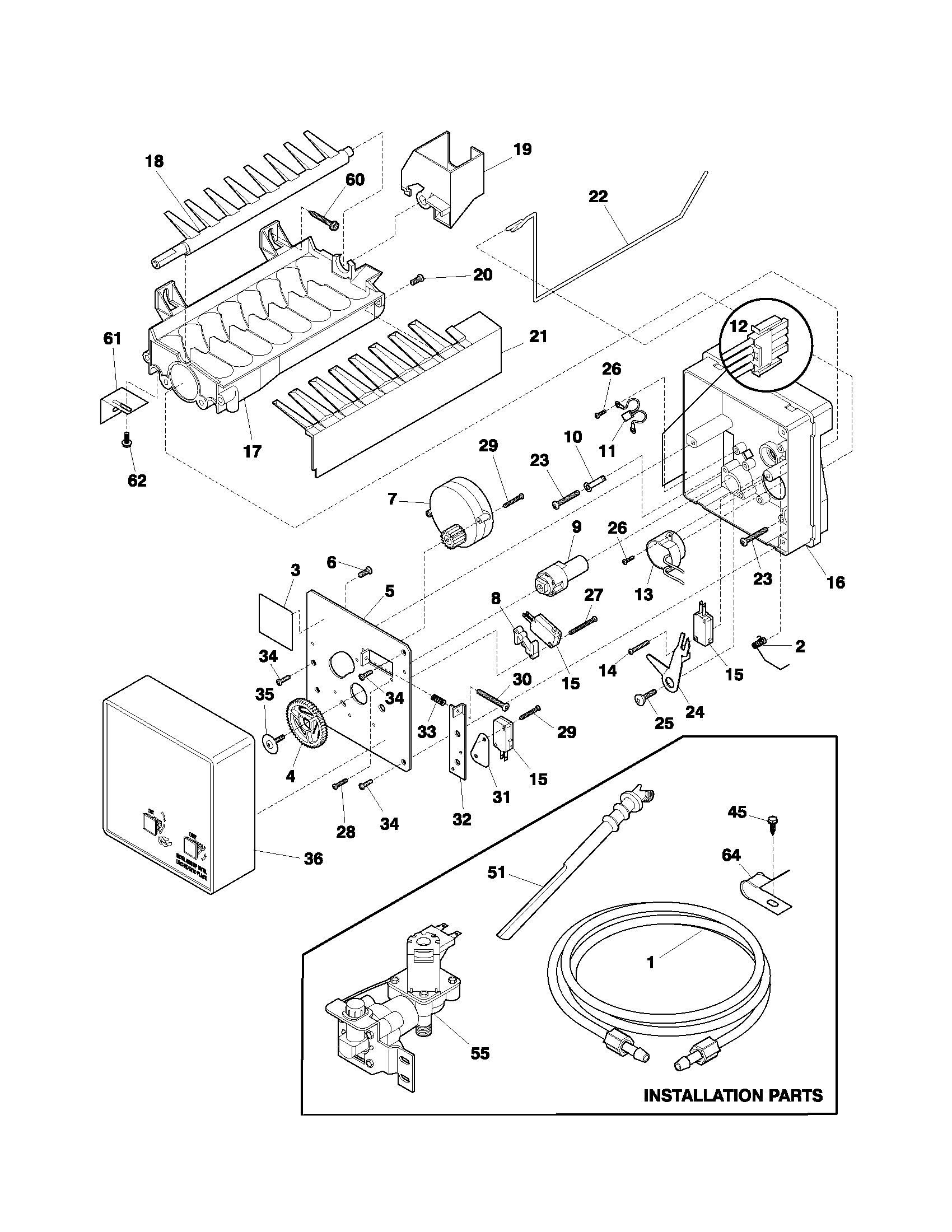 Frigidaire FRT17IB3AW3 ice maker diagram