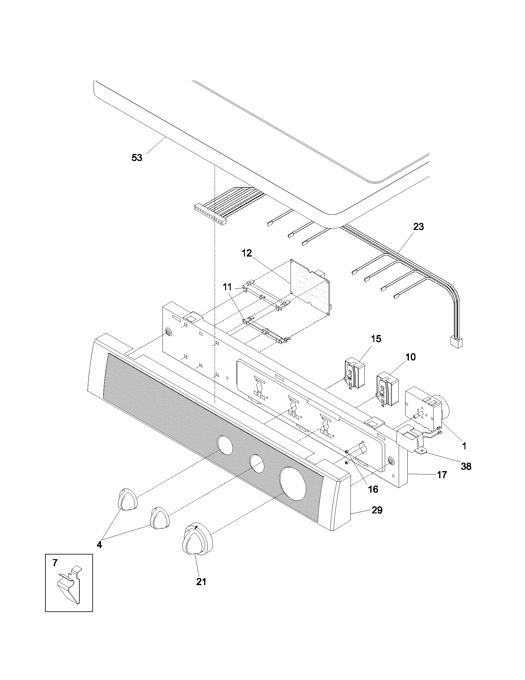 Frigidaire FSG446RHS2 controls/top panel diagram