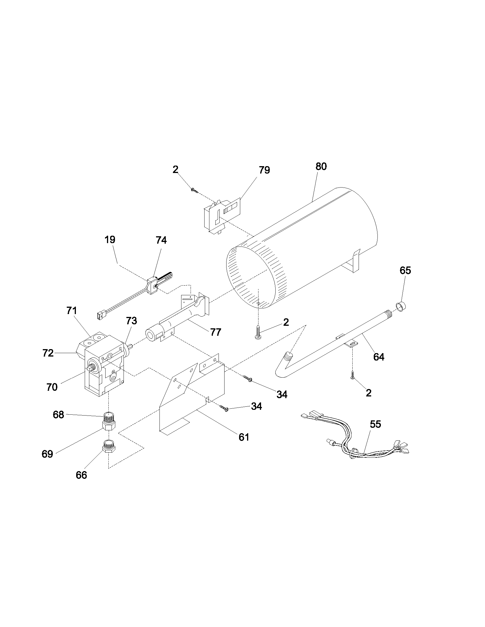White-Westinghouse WGR242AQ2 burner diagram