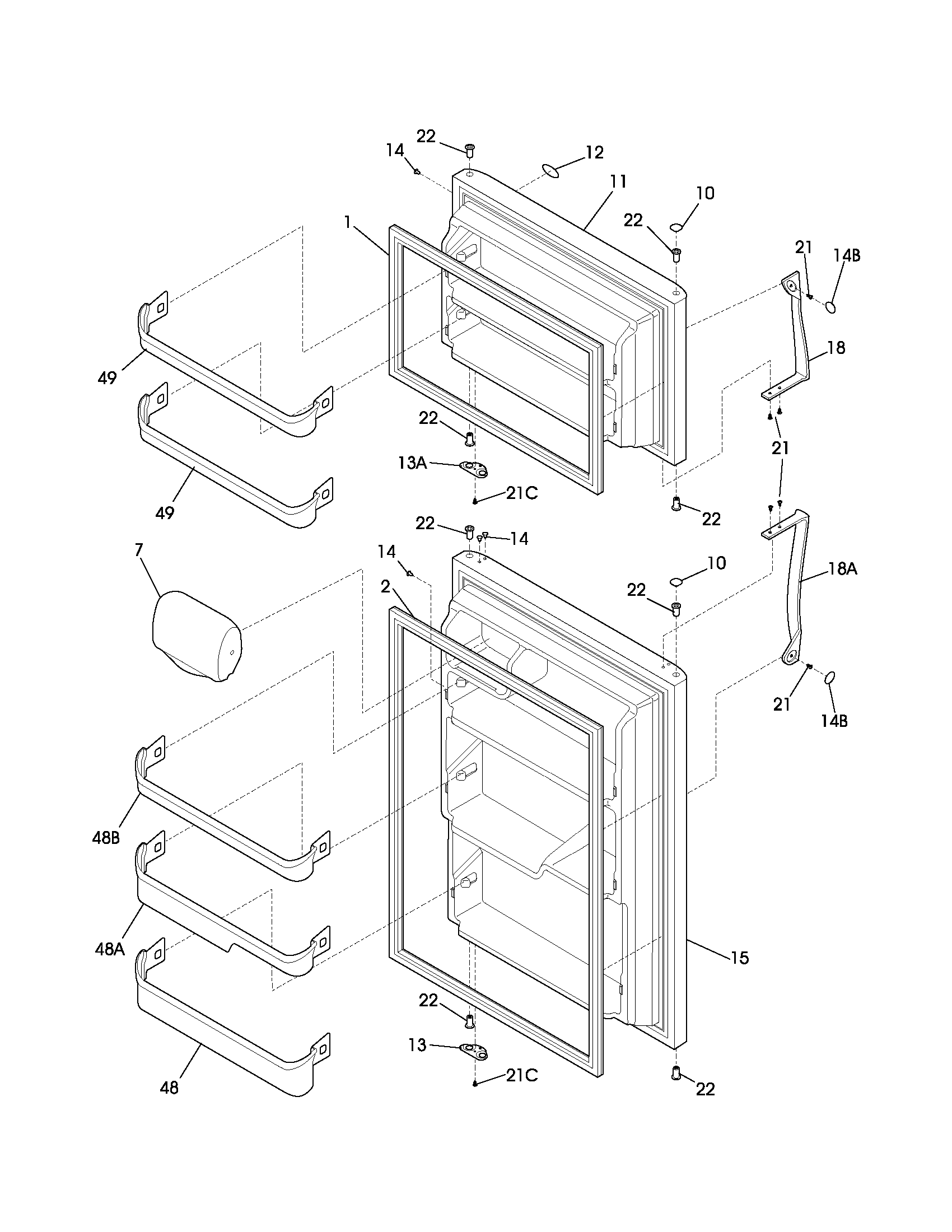 Frigidaire GLRT182SAQ2 doors diagram