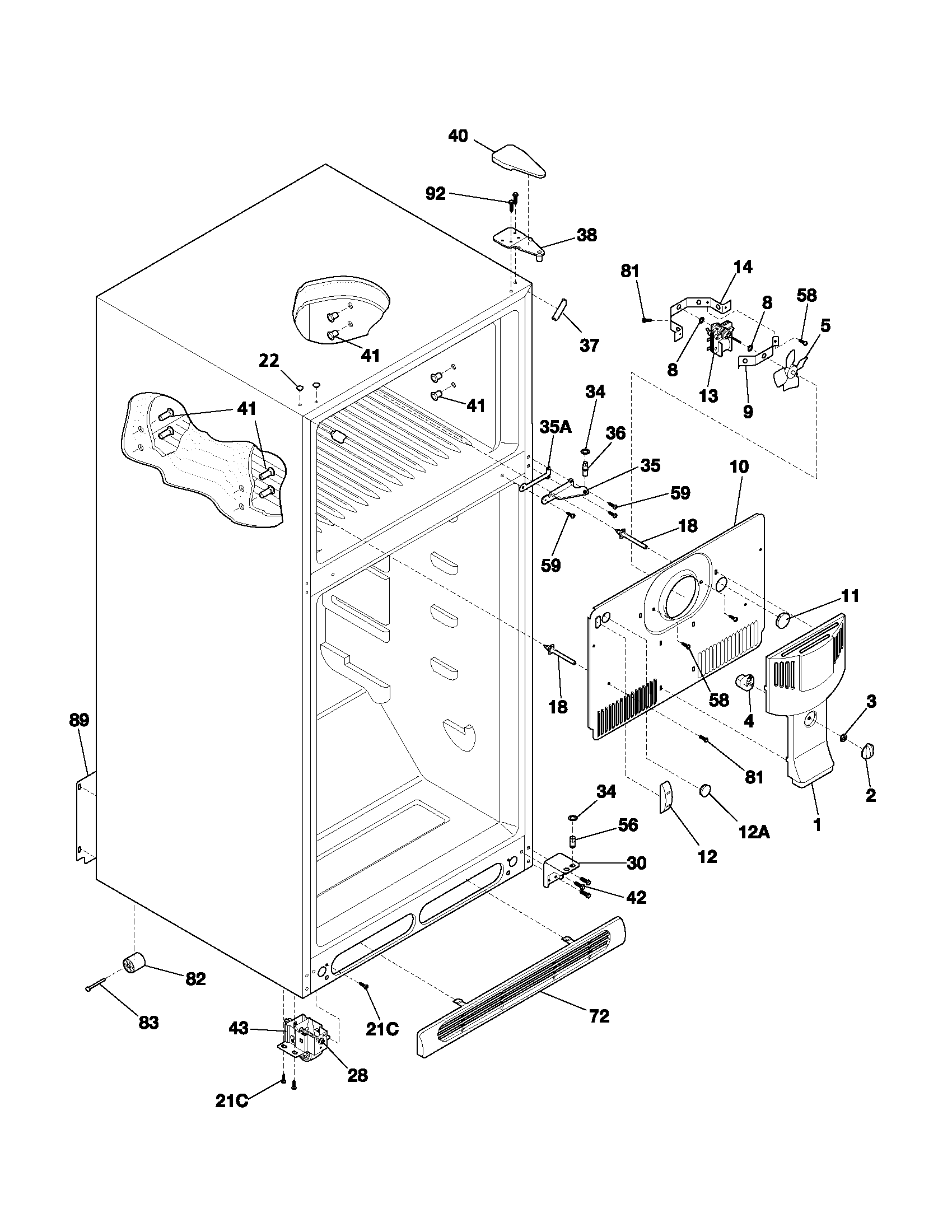 Frigidaire GLRT182SAQ2 cabinet diagram