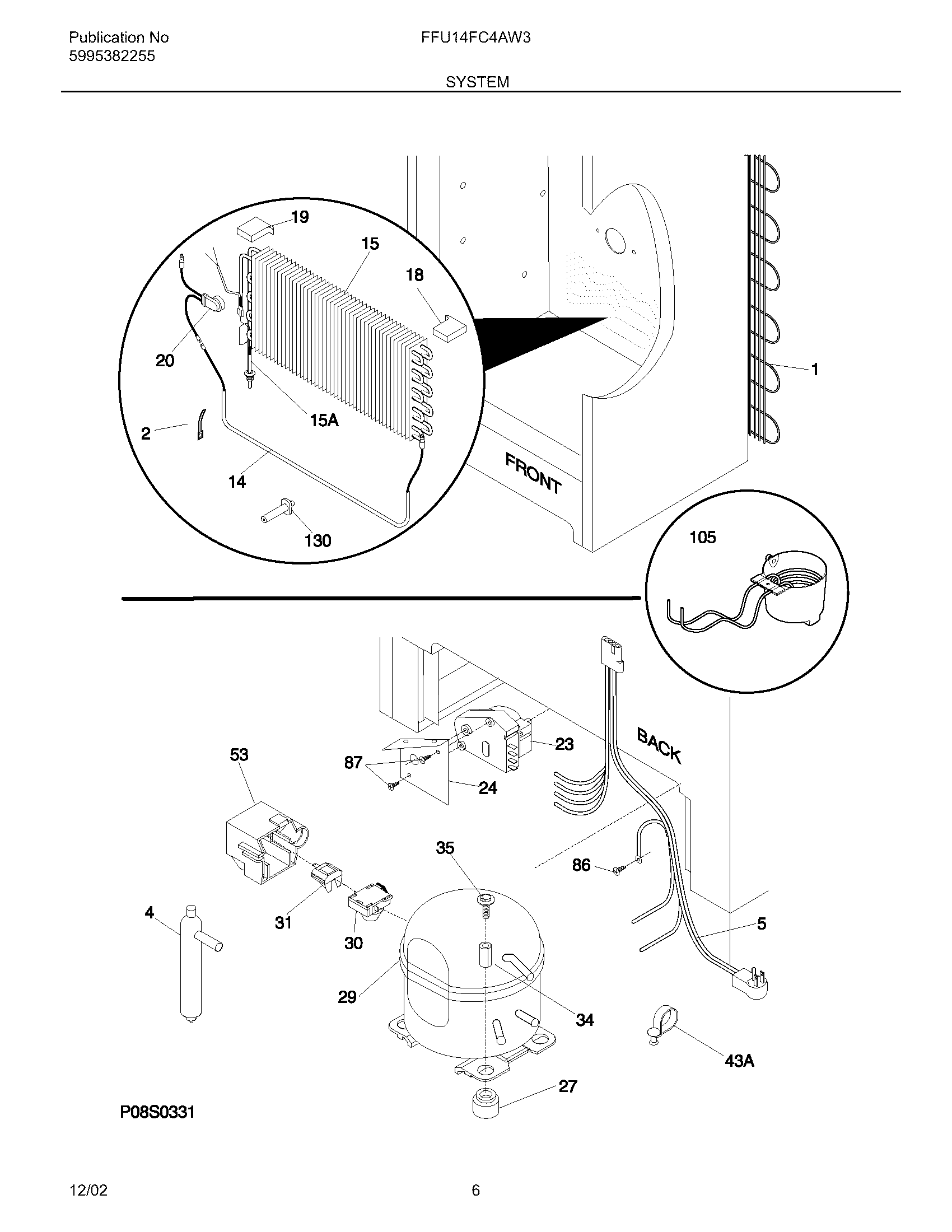 Frigidaire FFU14FC4AW3 system diagram