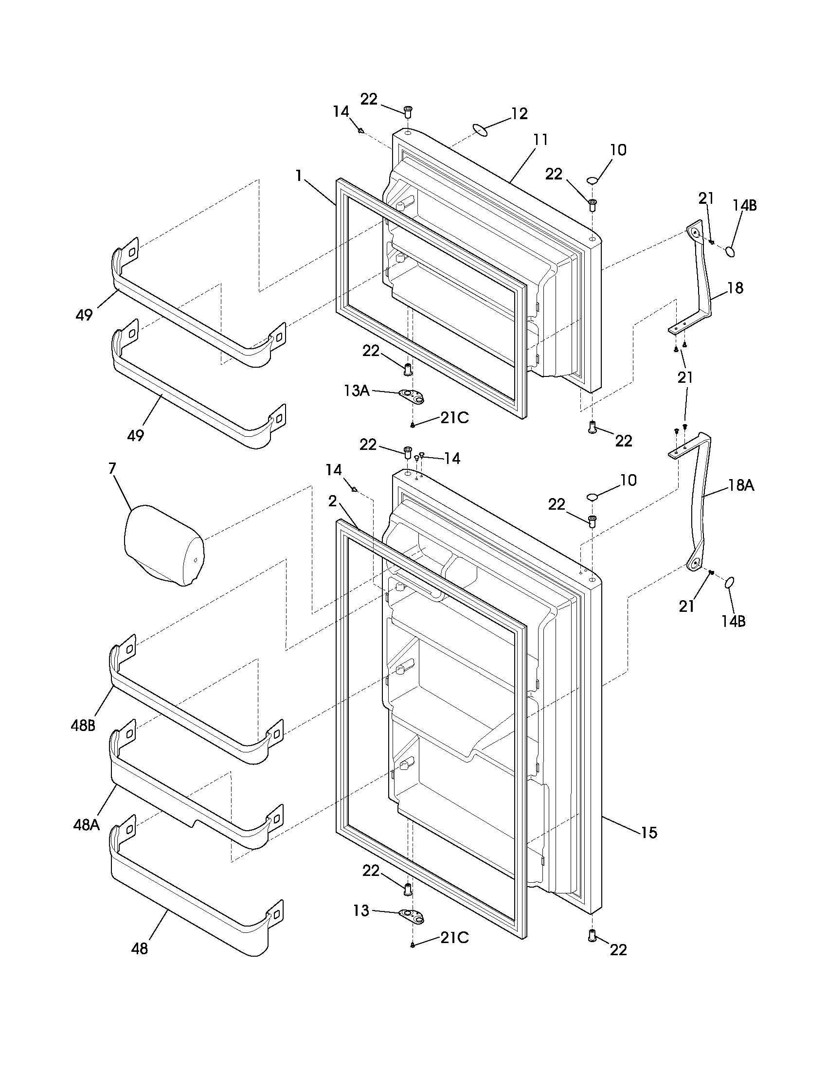 Frigidaire GLRT184RAW4 doors diagram