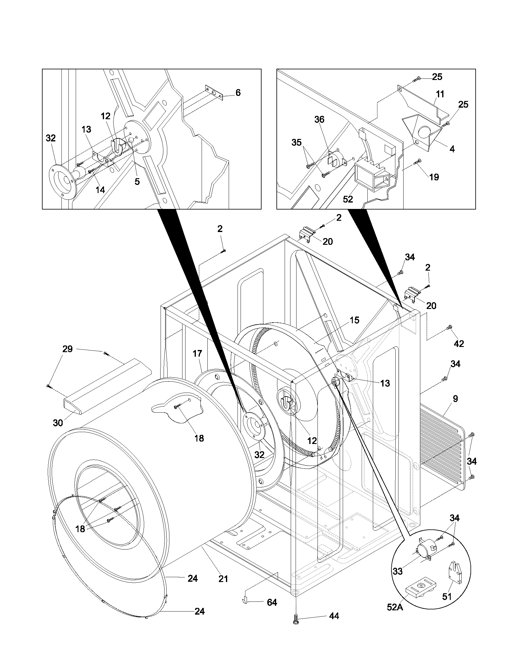 White-Westinghouse SER341AS2 cabinet/drum diagram