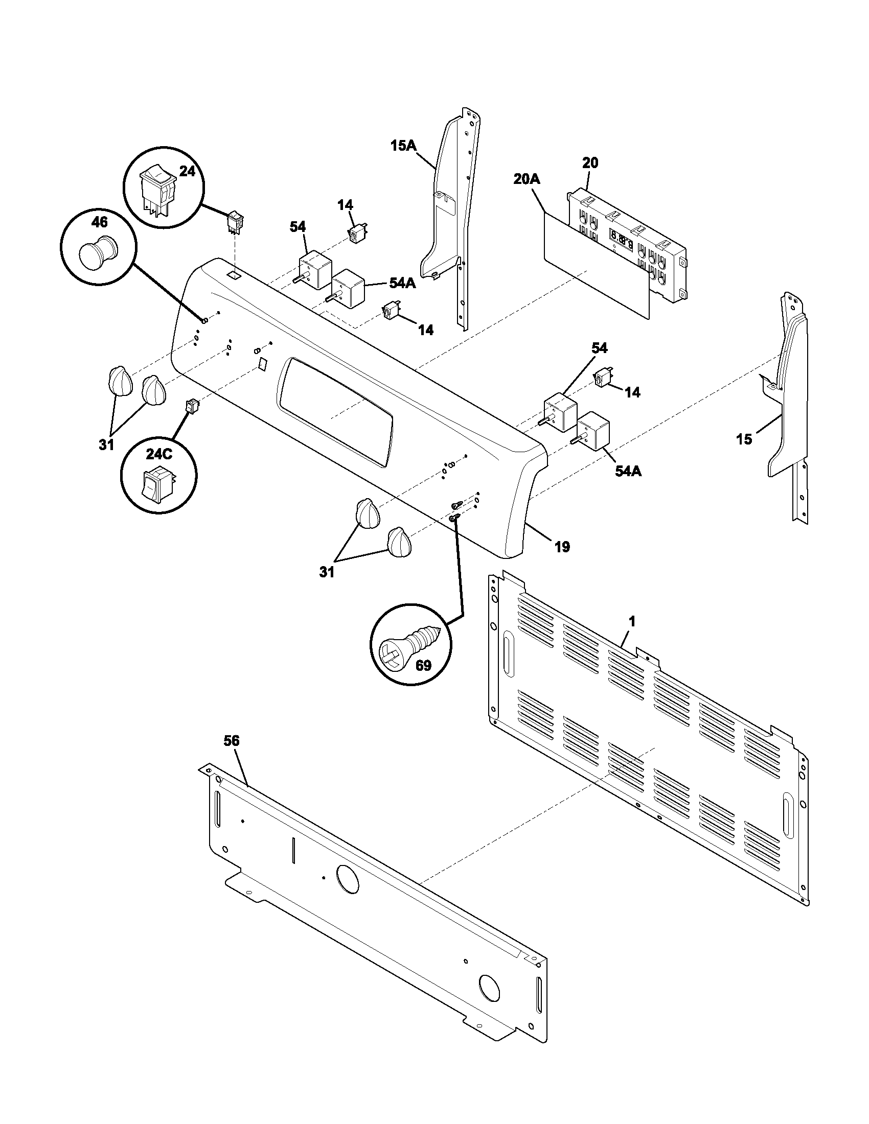 Frigidaire FEF357BBA backguard diagram