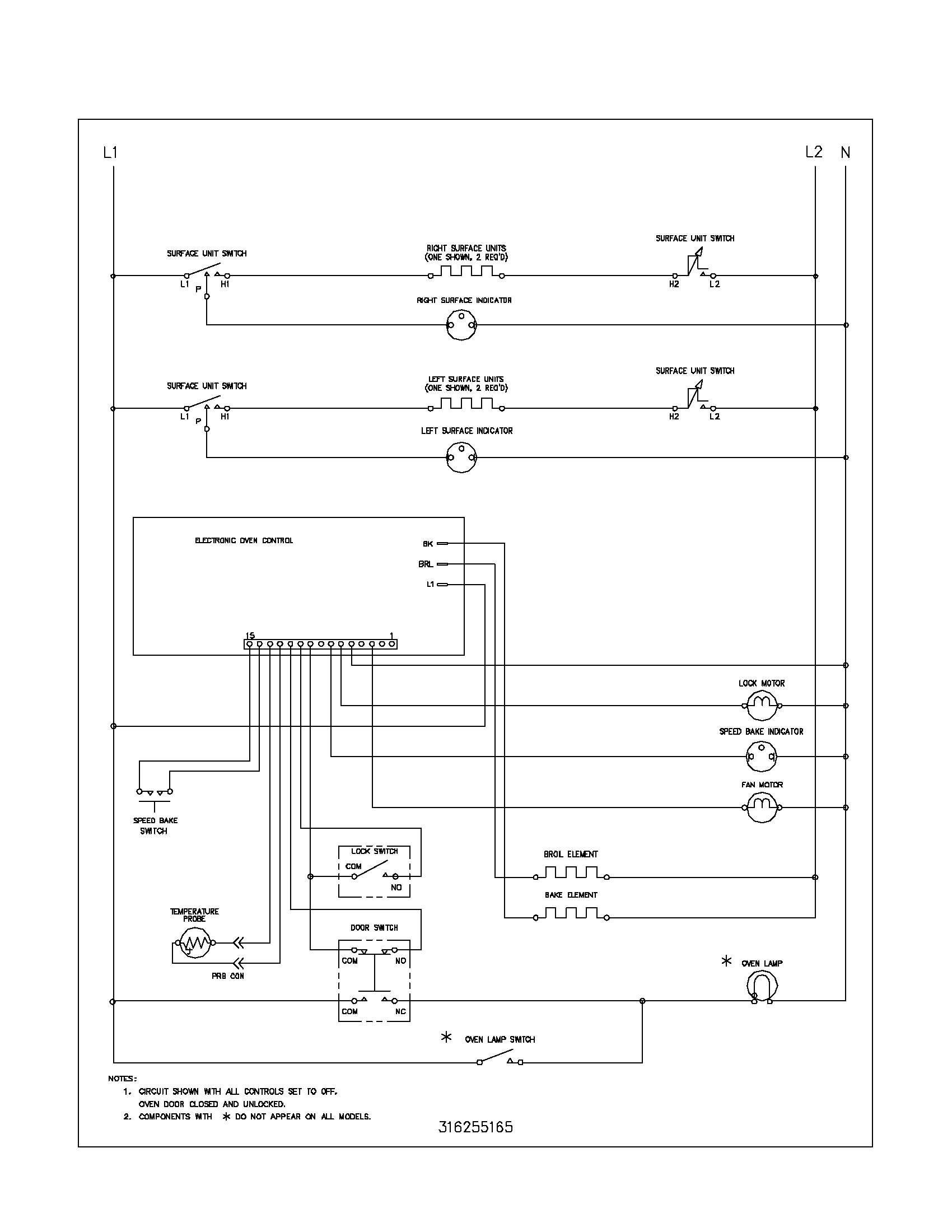 Frigidaire FEF357BBA wiring schematic diagram