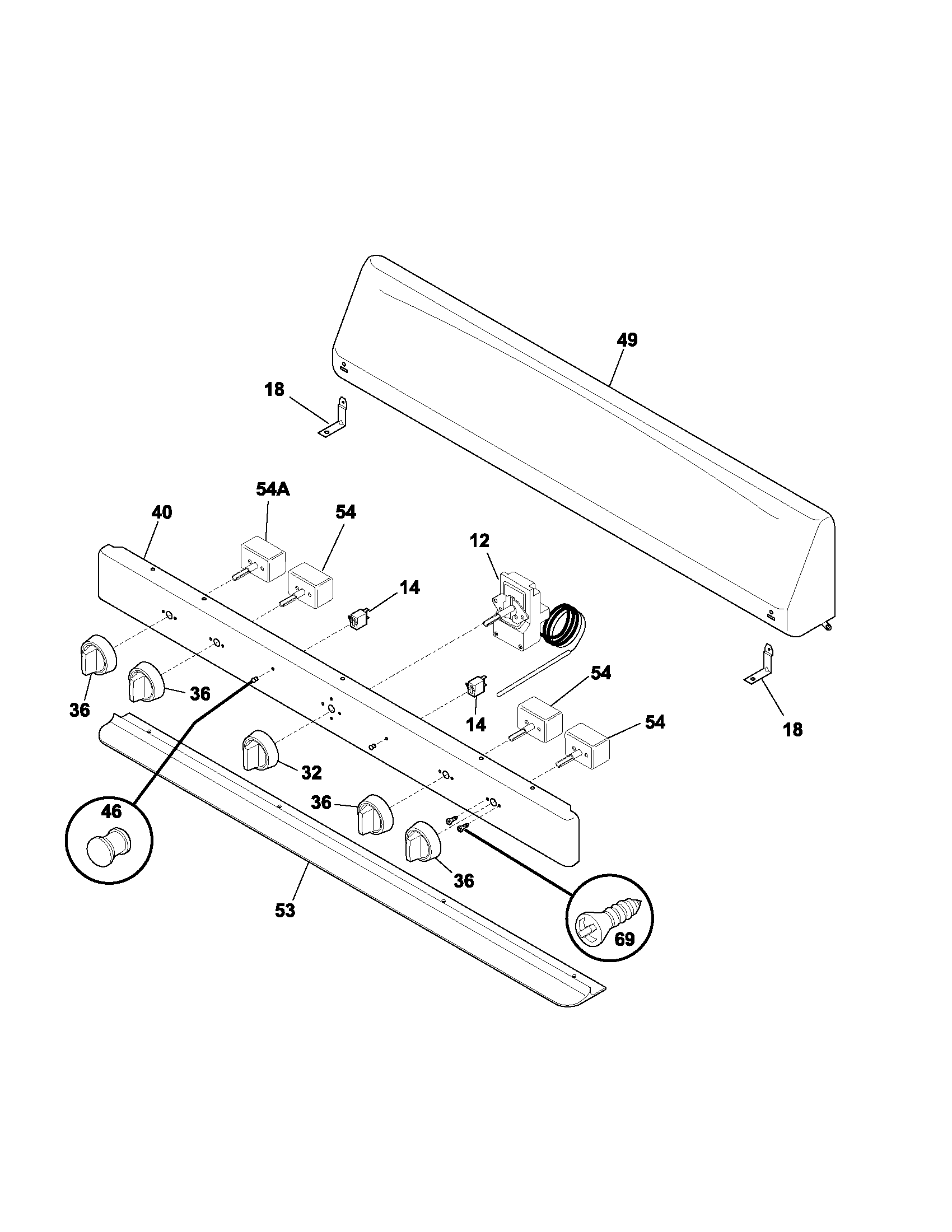 Tappan TEF303BWA backguard diagram