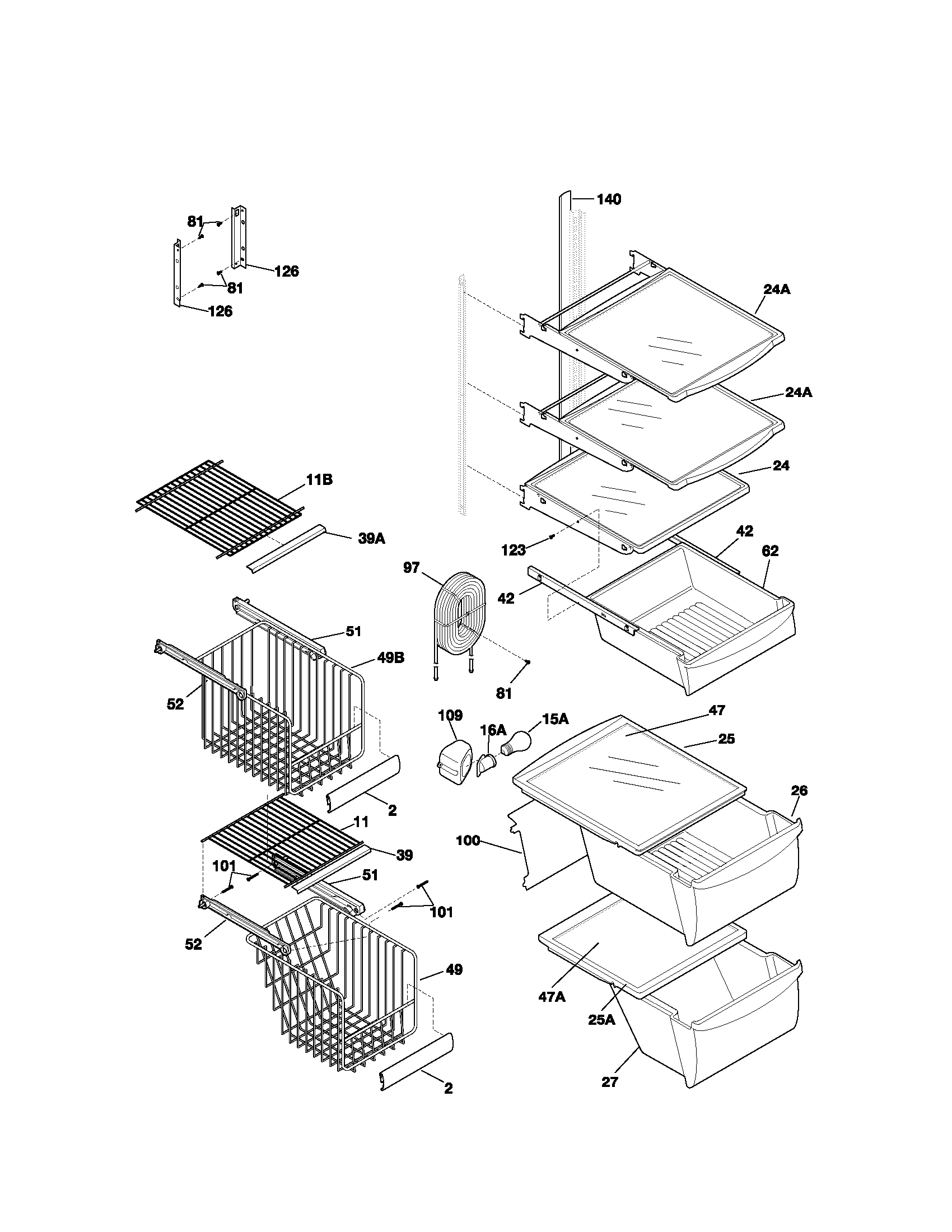 Kenmore 25352324202 shelves diagram