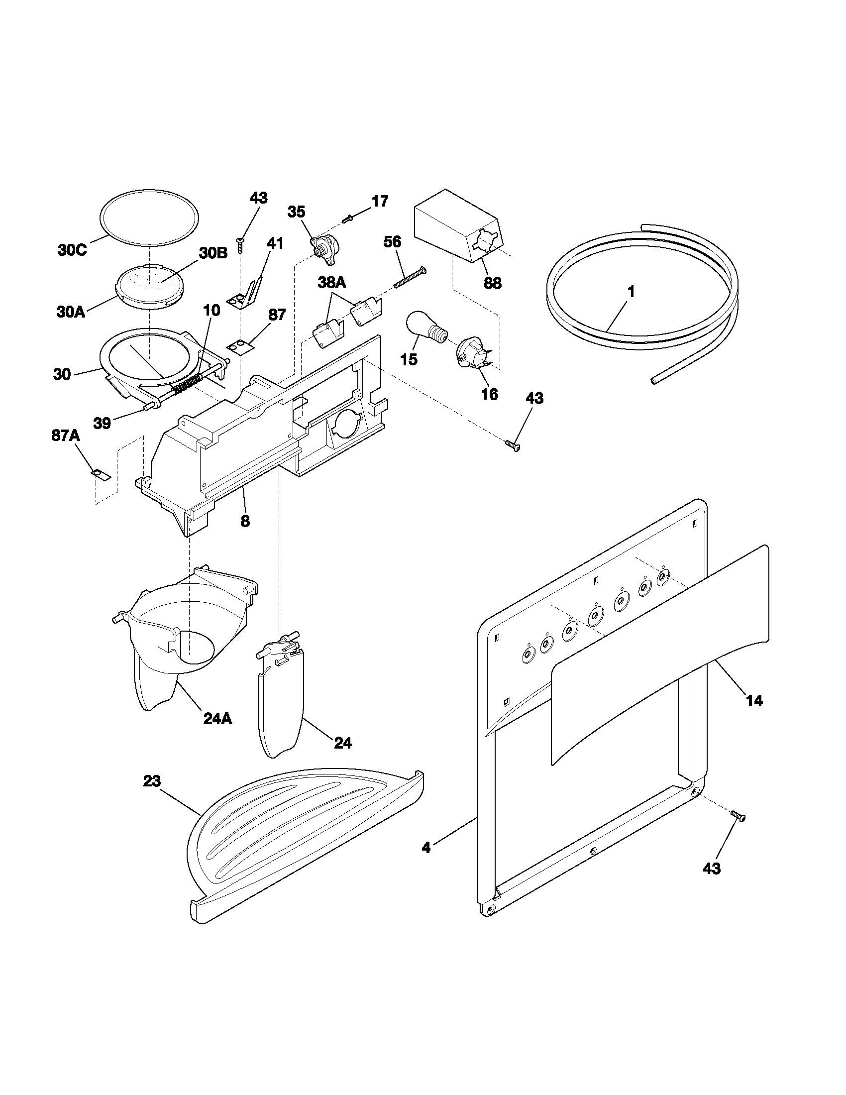 Kenmore 25352324202 dispenser diagram