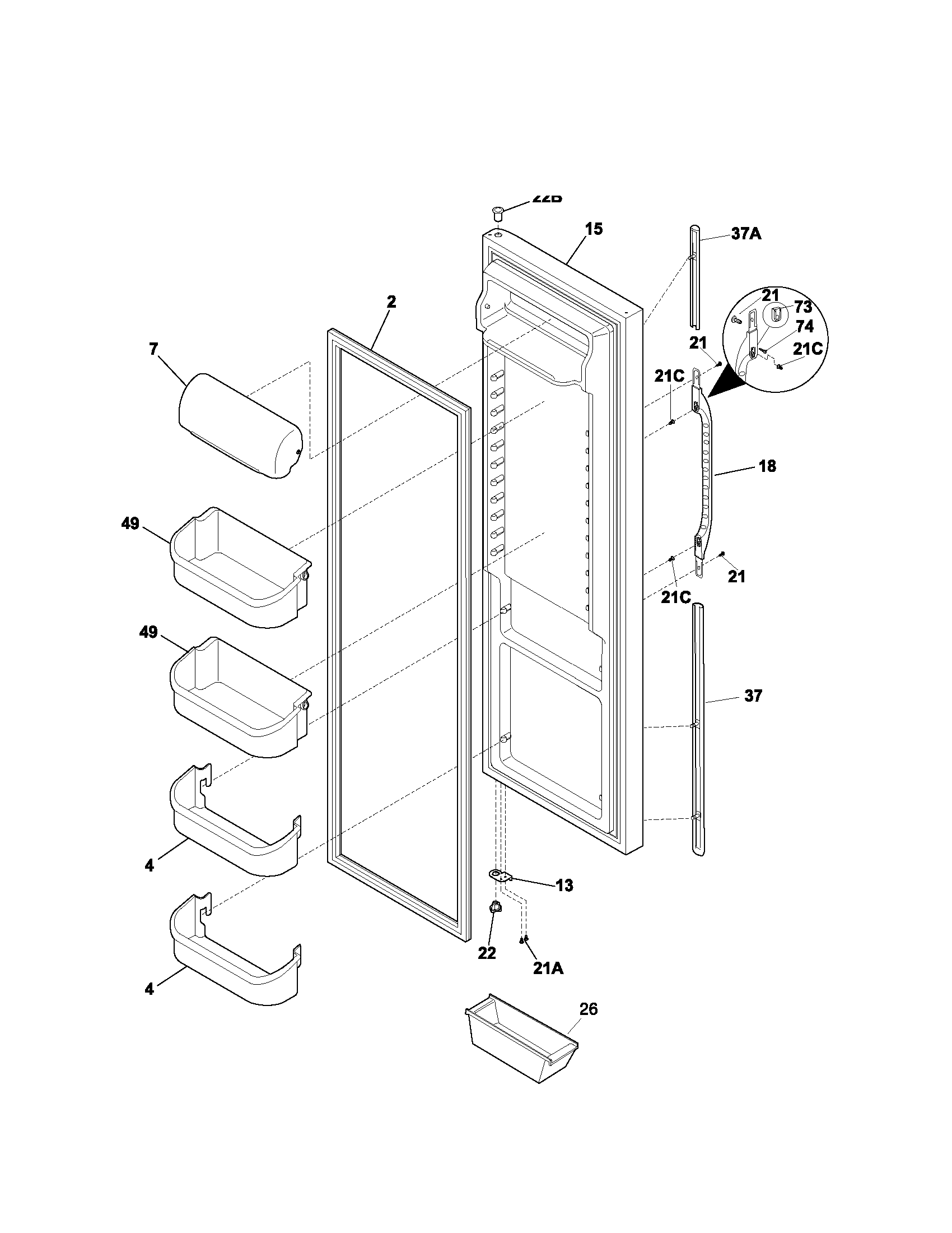 Kenmore 25353322300 refrigerator door diagram