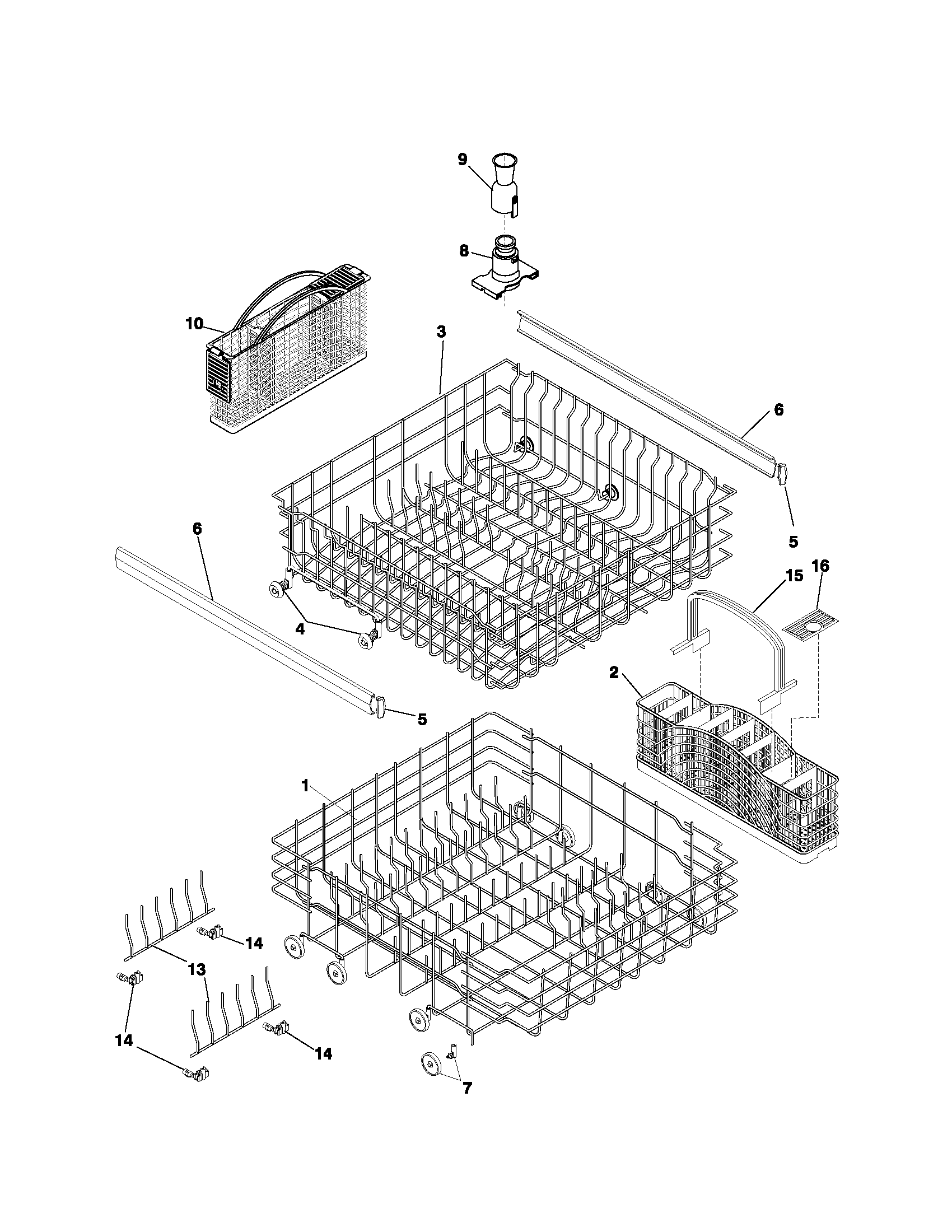 Frigidaire GSB5712BQ1 racks' diagram