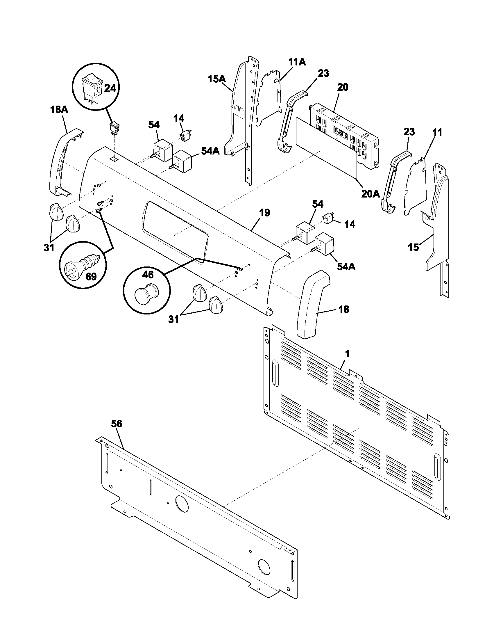 Frigidaire FEF352ASE backguard diagram