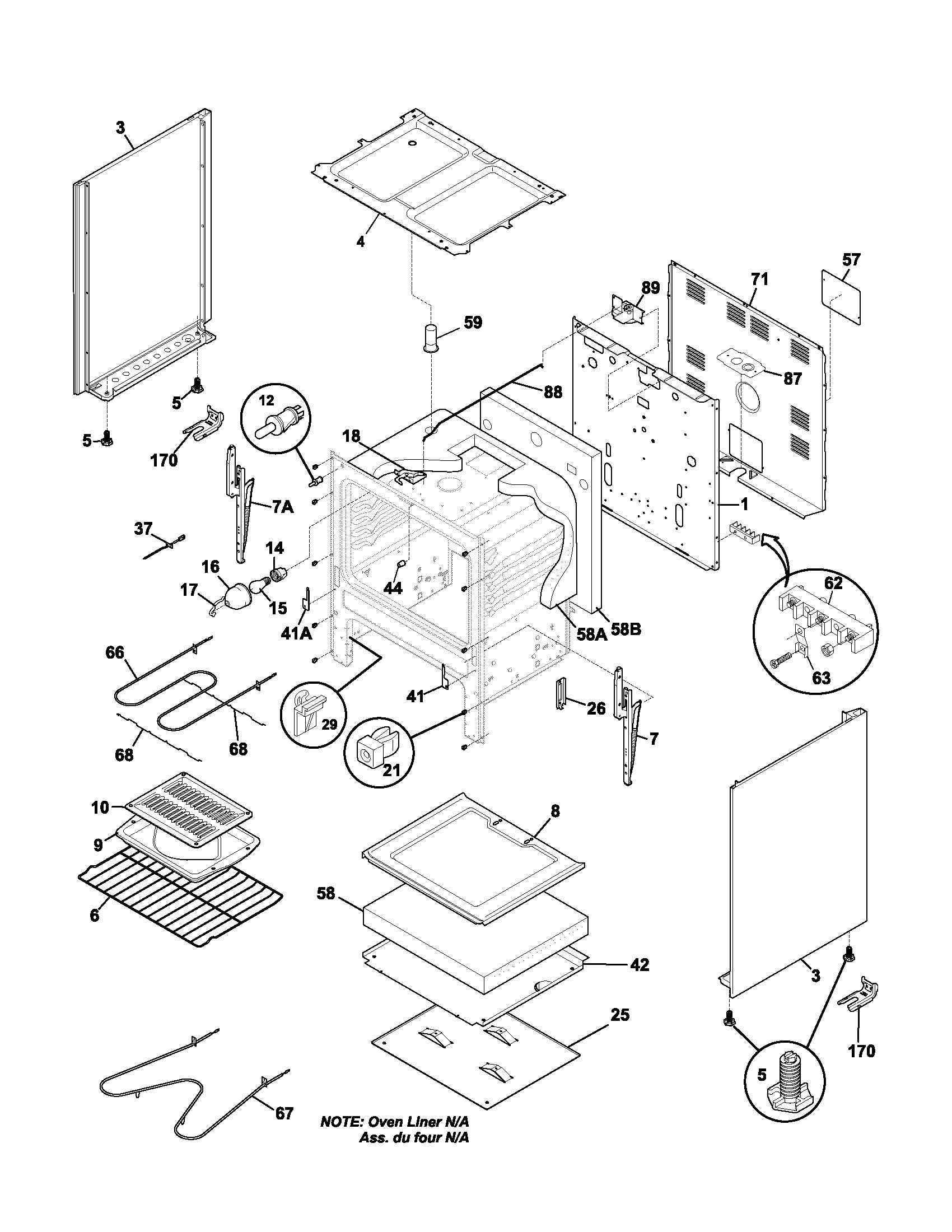 Frigidaire FEF352ASE body diagram