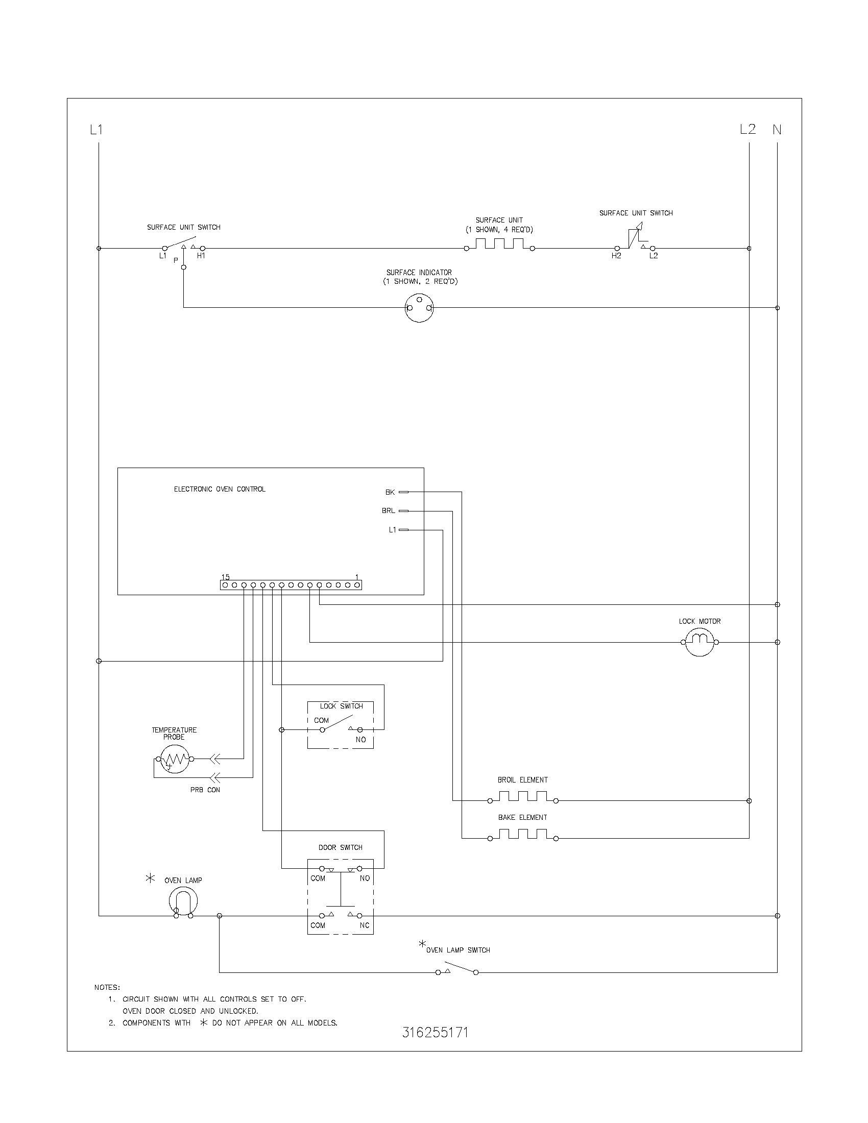 Frigidaire FEF355AQF wiring schematic diagram