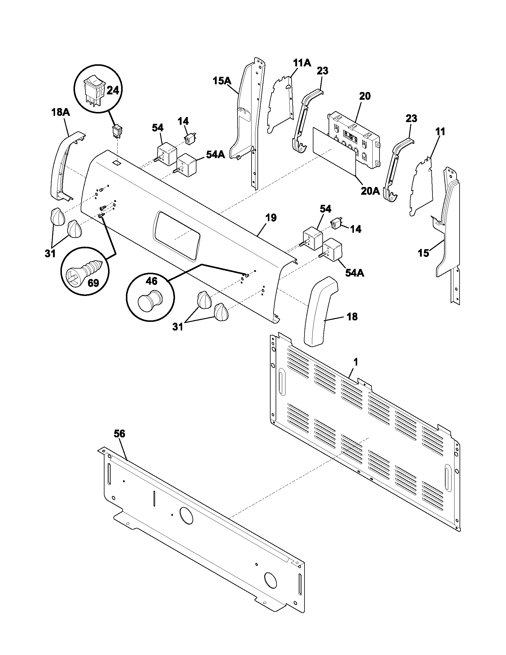 Frigidaire FEF336BCC backguard diagram