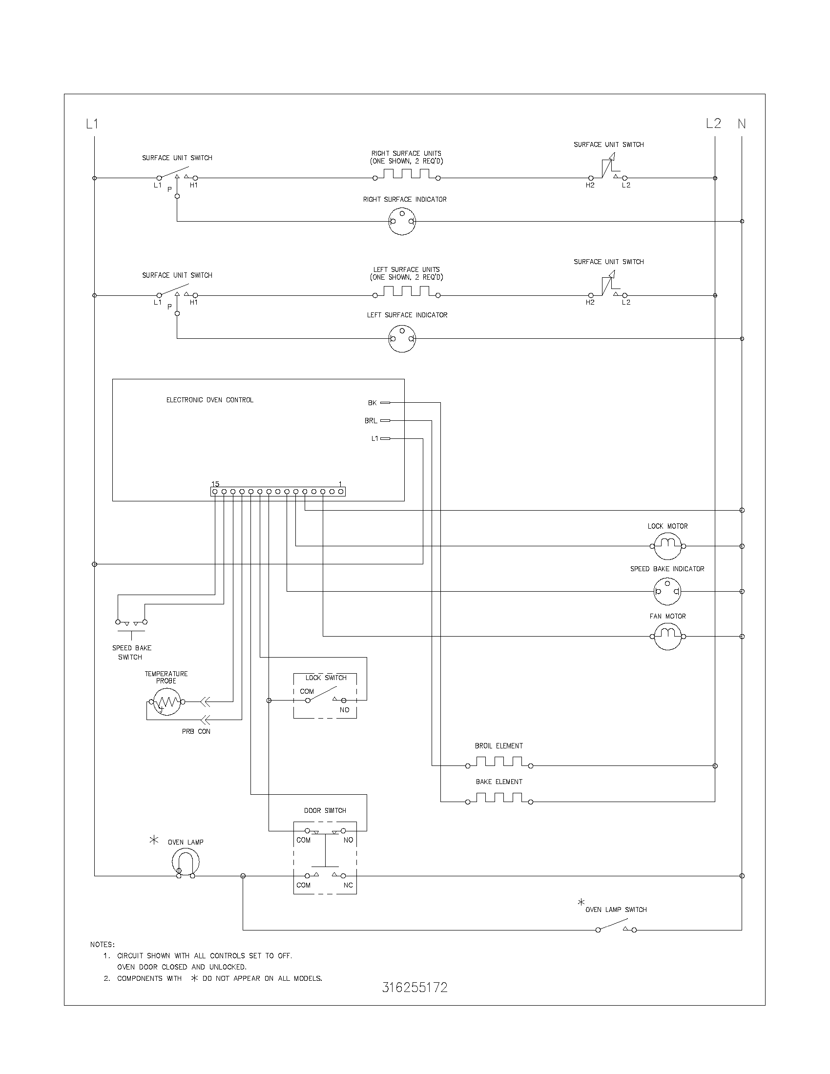 Frigidaire FEF357BSC wiring schematic diagram
