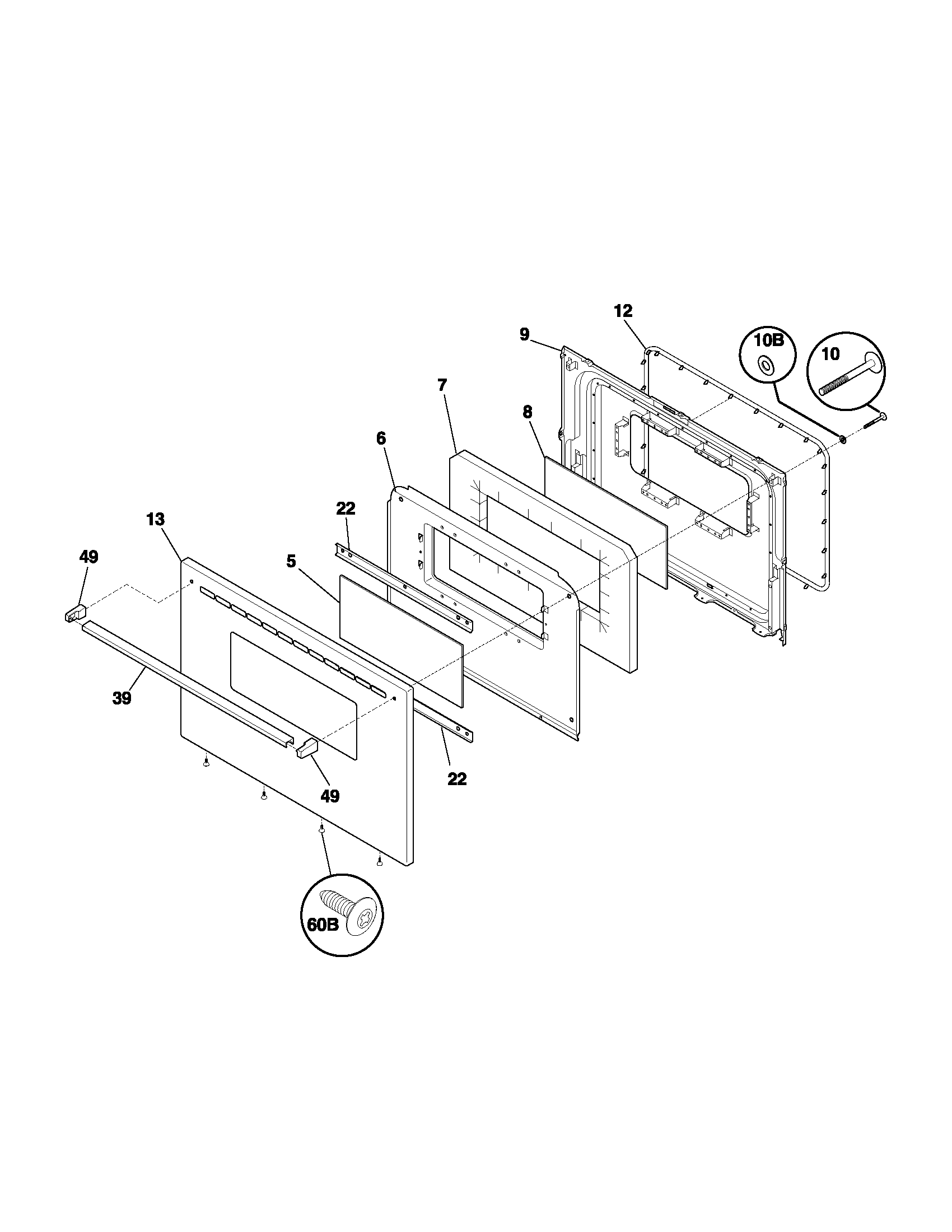 Frigidaire FEF316BSA door diagram