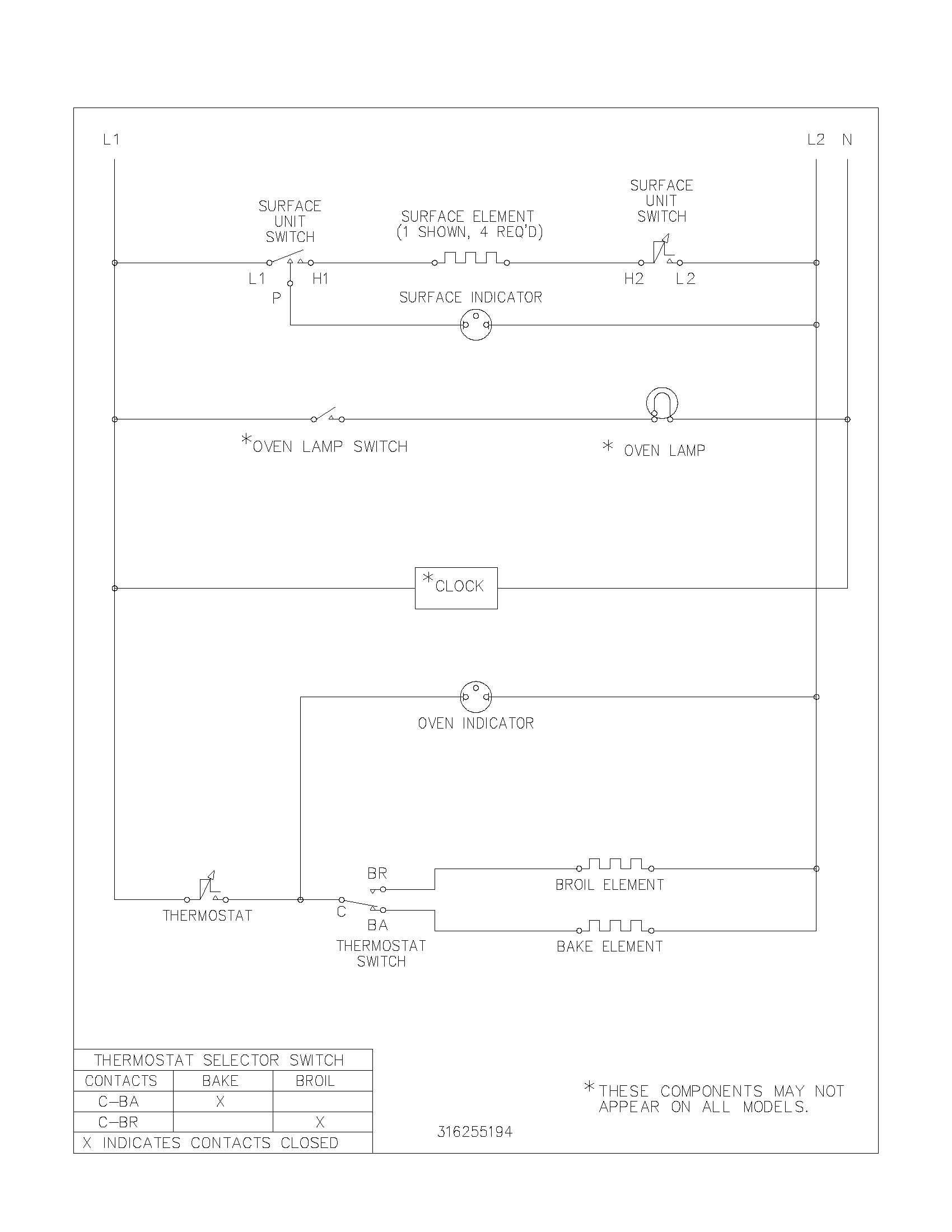 Frigidaire FEF316BSA wiring schematic diagram