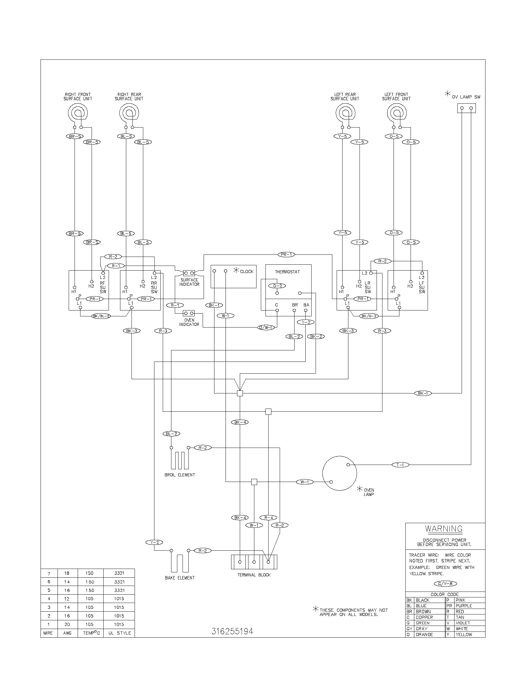 Frigidaire FEF316BSA wiring diagram diagram