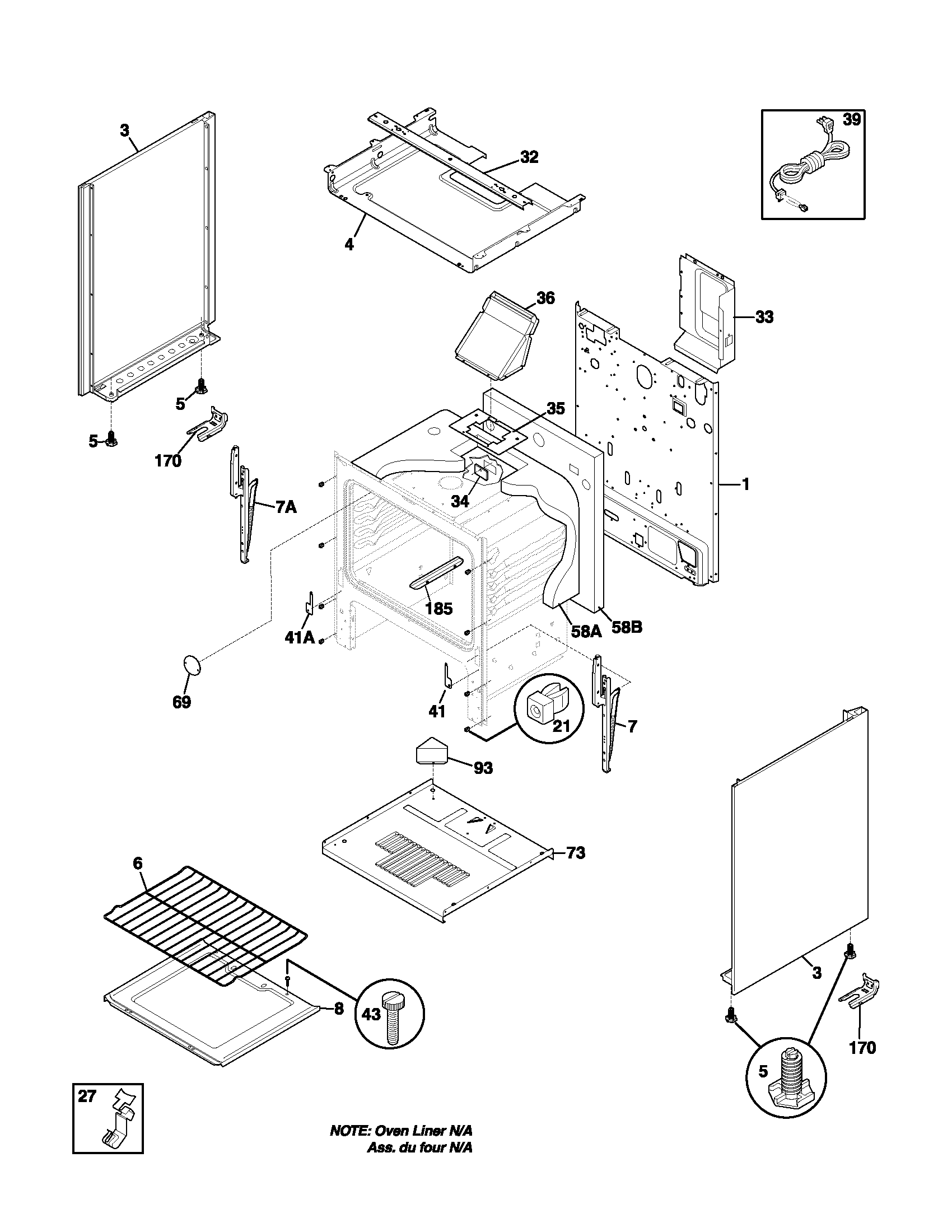 Frigidaire FGF312BSA body diagram
