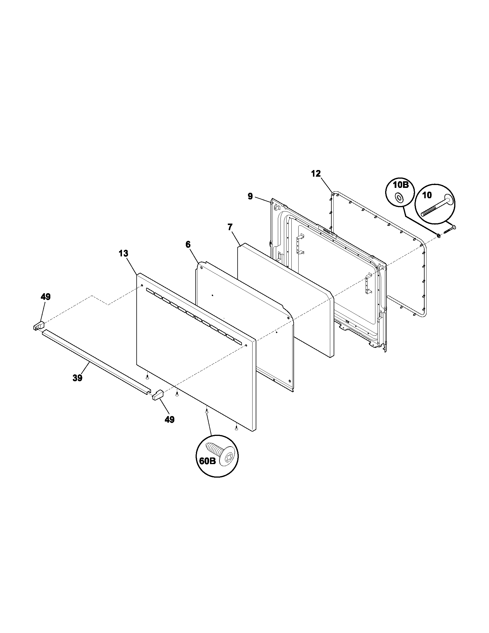 Frigidaire FGF312BSA door diagram