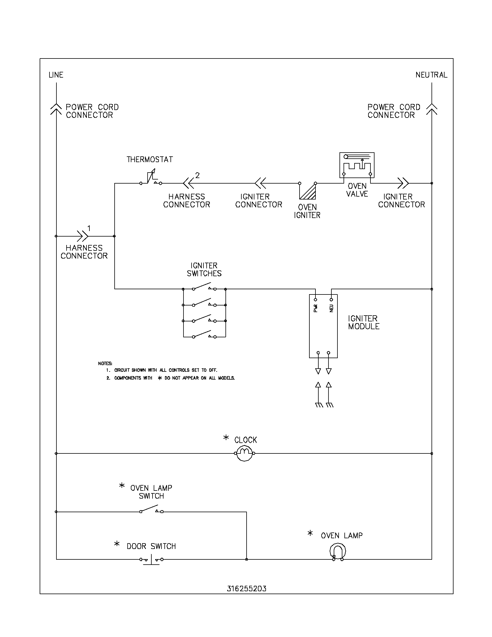Frigidaire FGF312BSA wiring schematic diagram