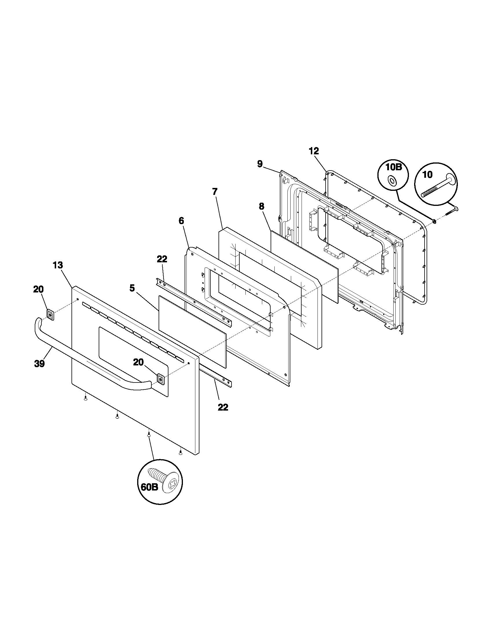 Frigidaire FGF326AWD door diagram
