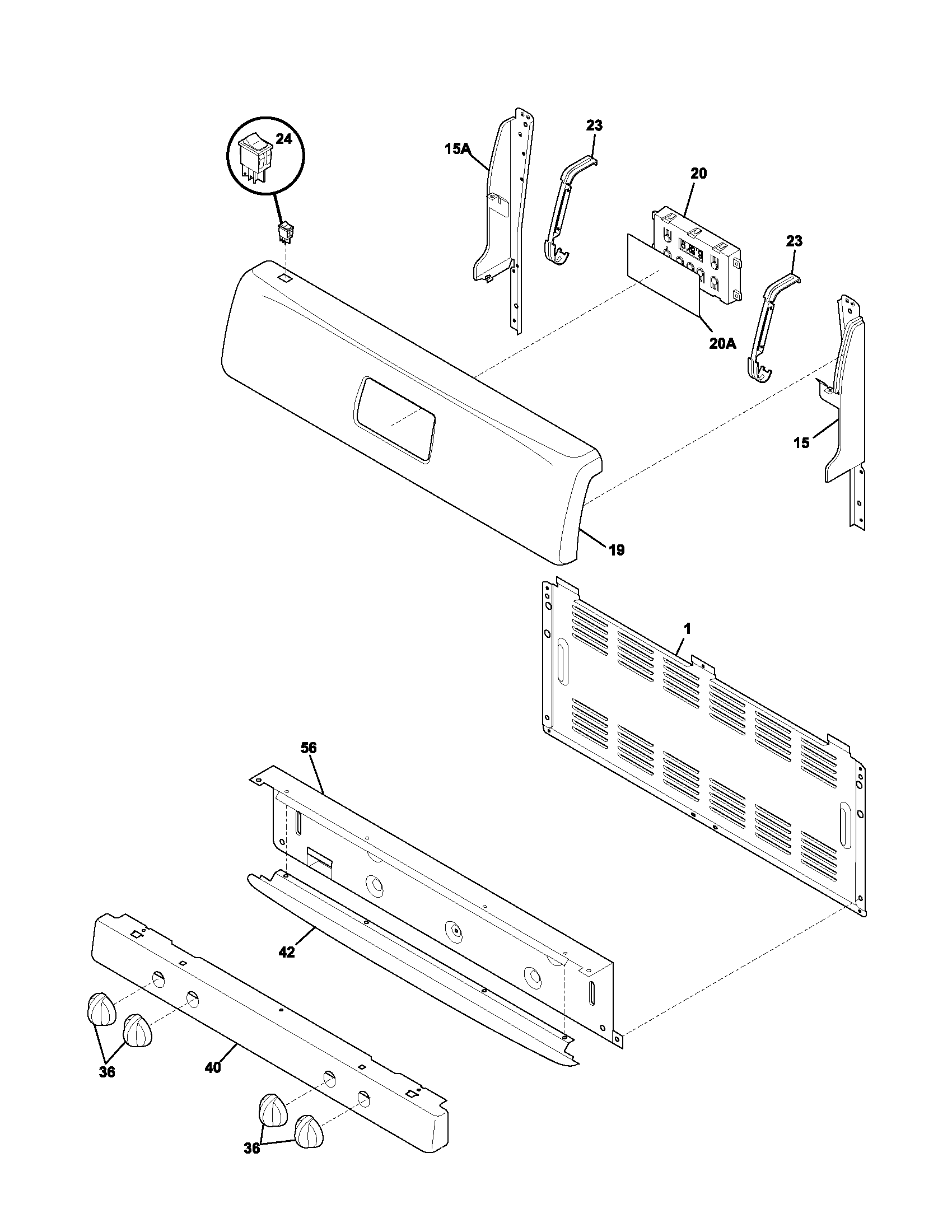Frigidaire FGF337ASD backguard diagram