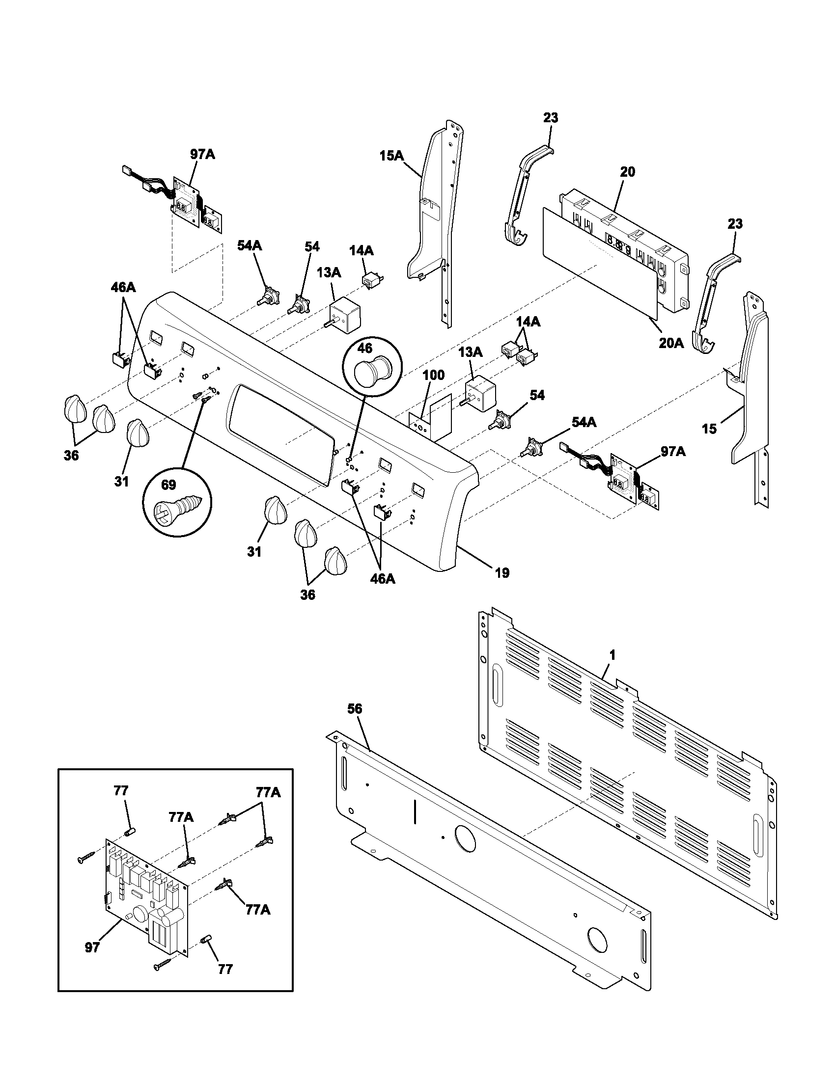 Frigidaire PLEF398ACC backguard diagram