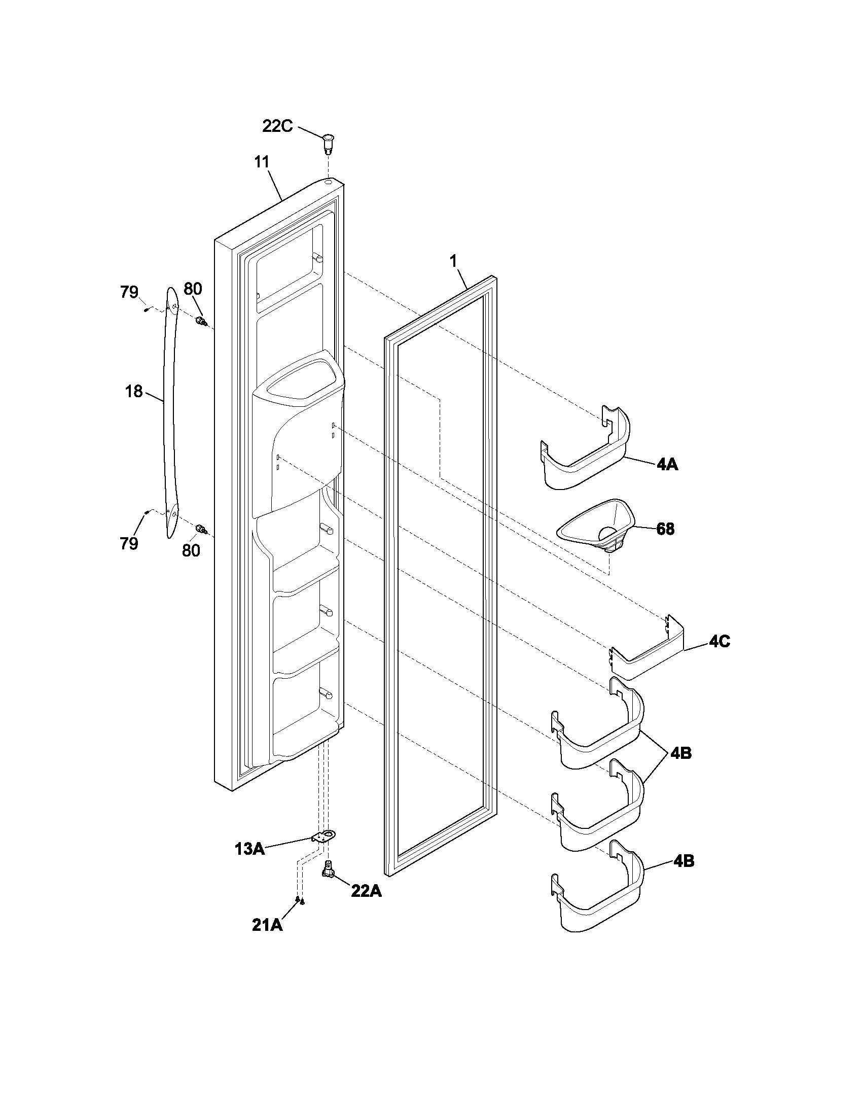 Frigidaire PLHS268ZCB1 freezer door diagram