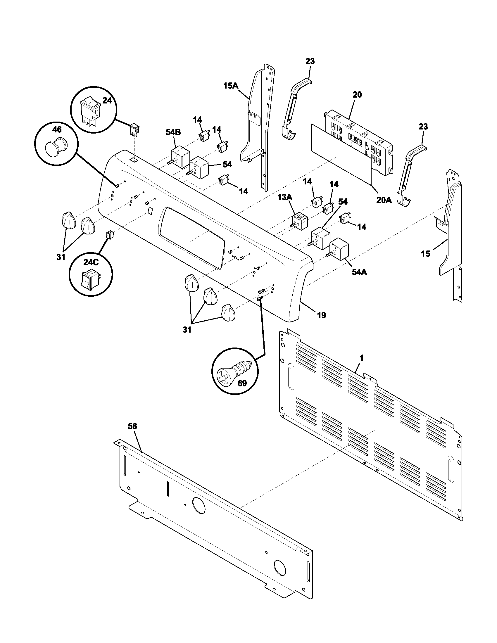 Frigidaire GSE3WZBQB backguard diagram