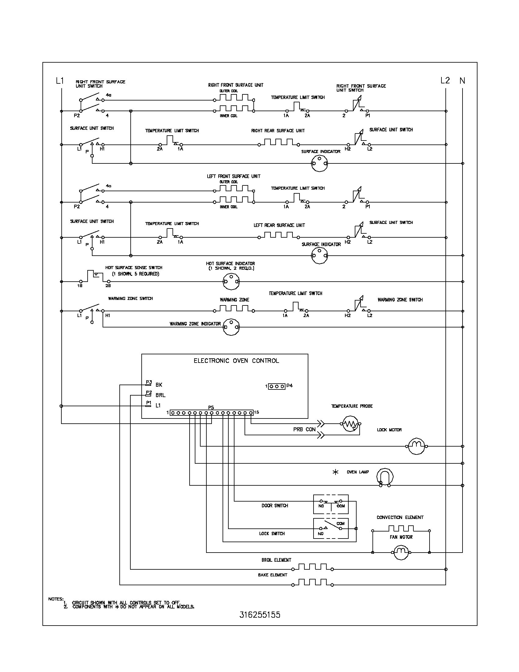 Frigidaire FEFL88ABC wiring schematic diagram