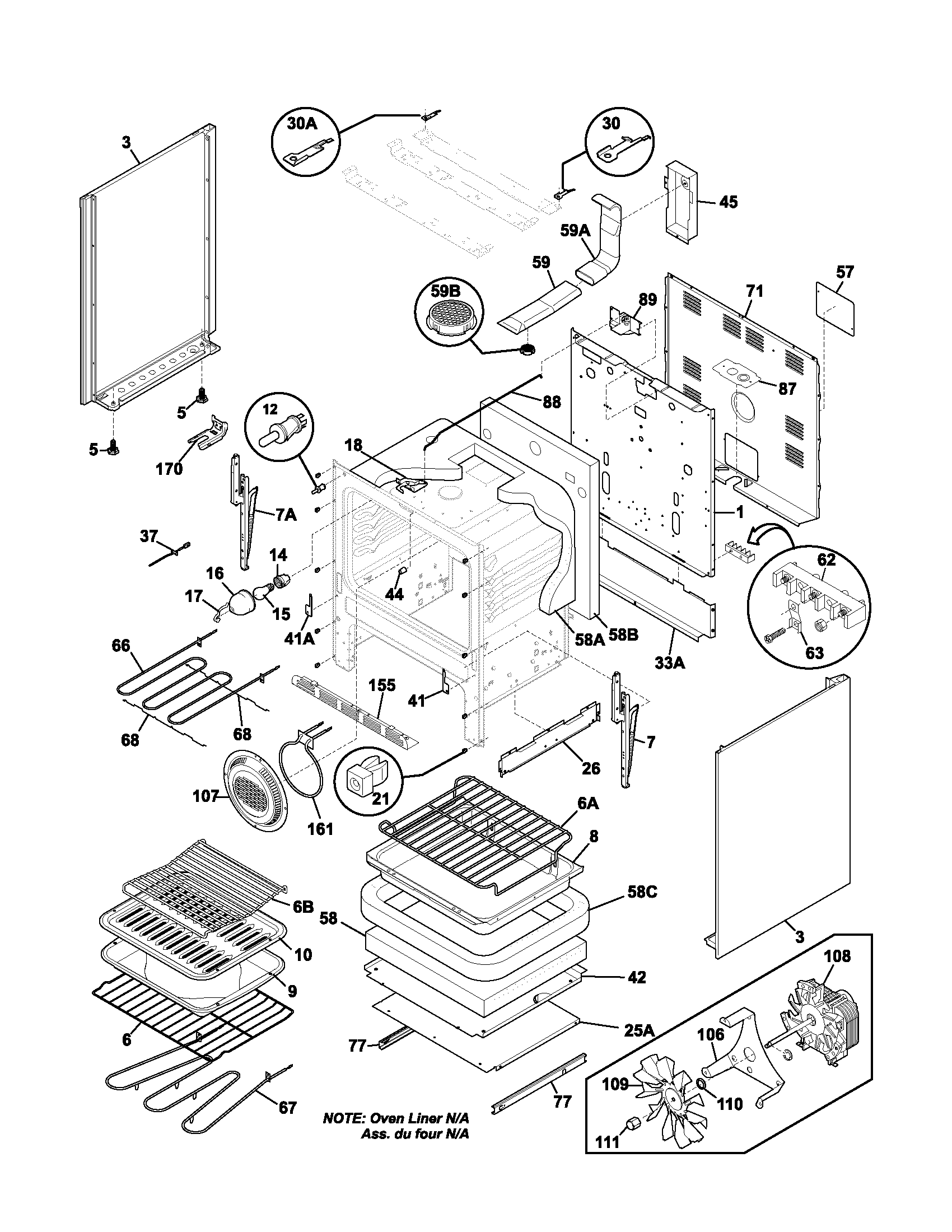 Frigidaire PLEF398CCB body diagram
