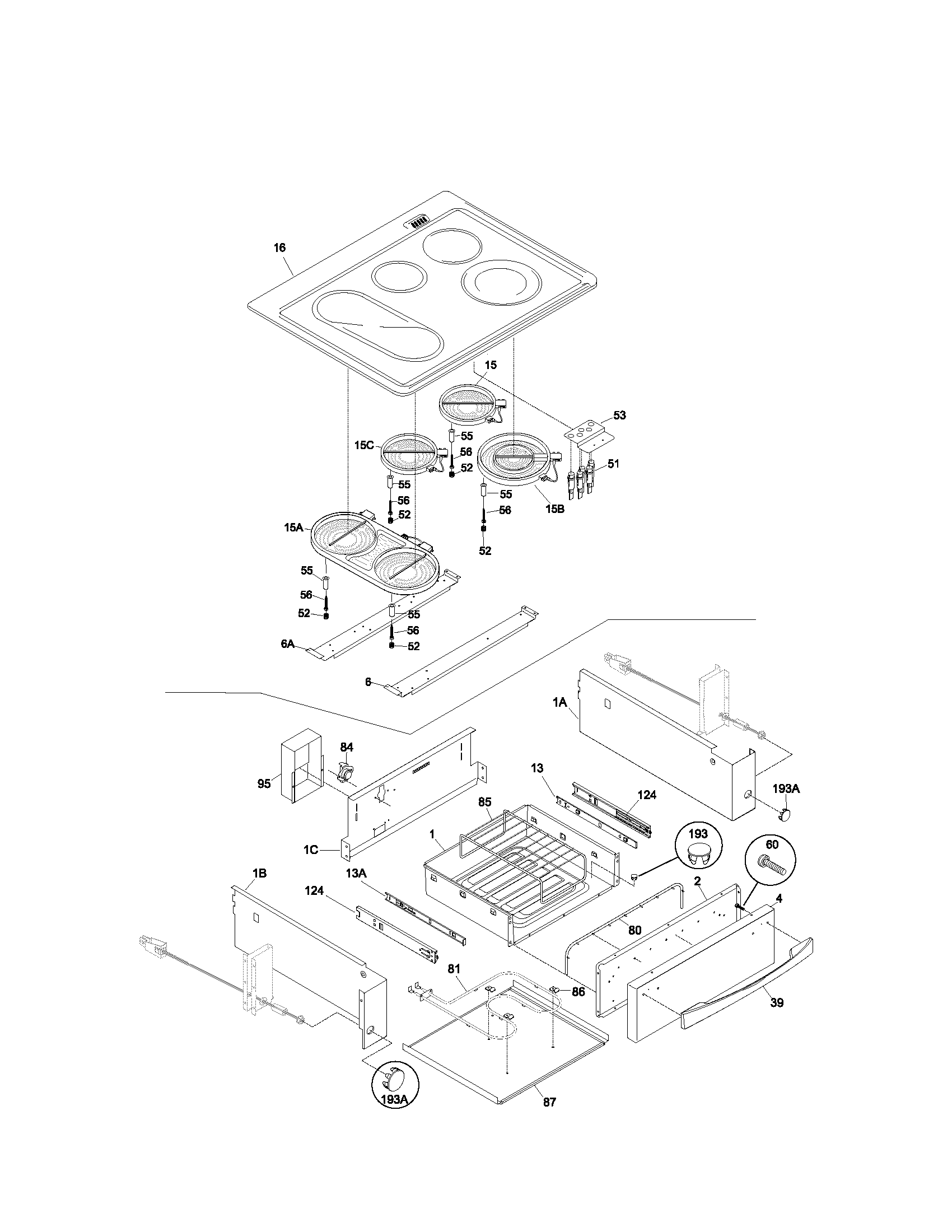 Kenmore 79046123300 top/drawer diagram