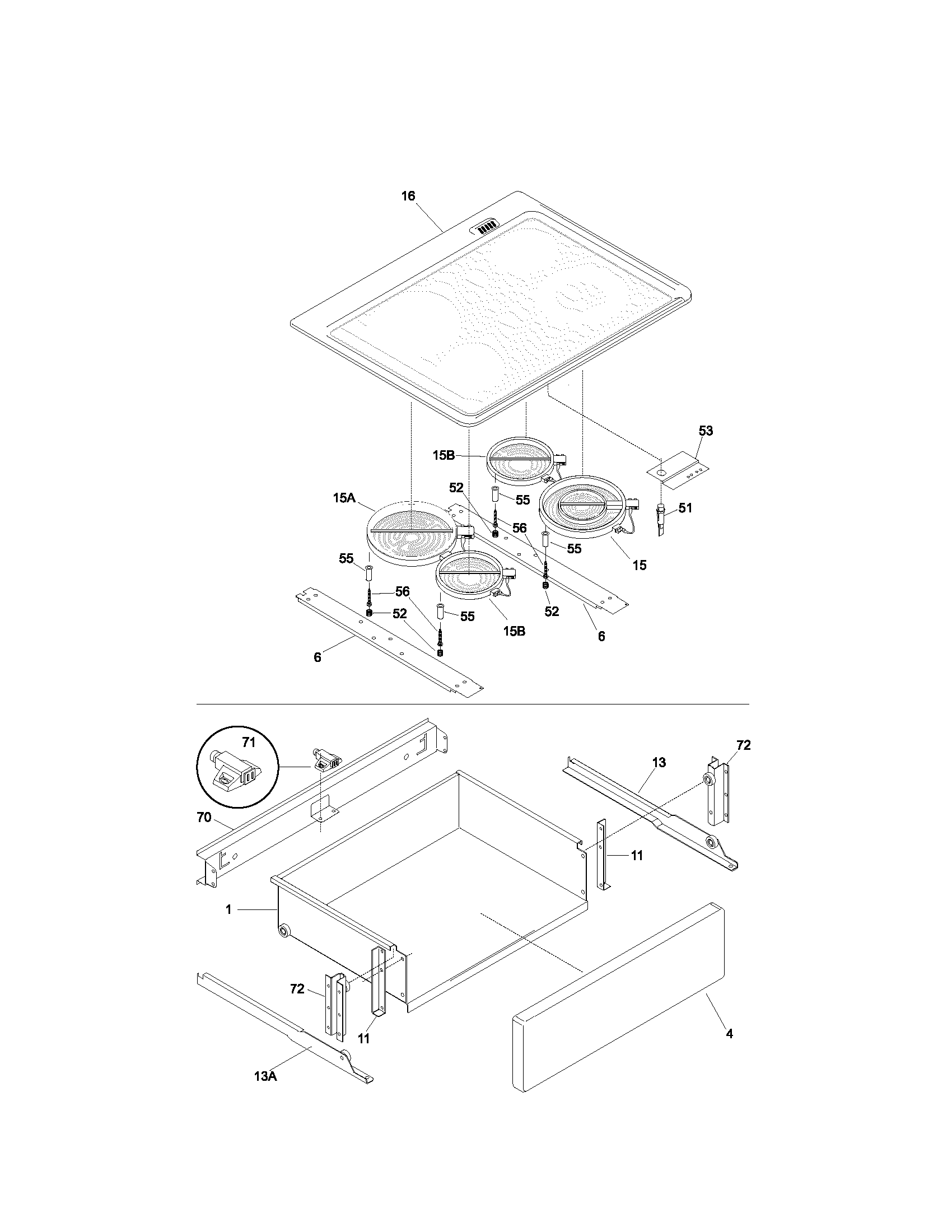 Kenmore 79046109300 top/drawer diagram