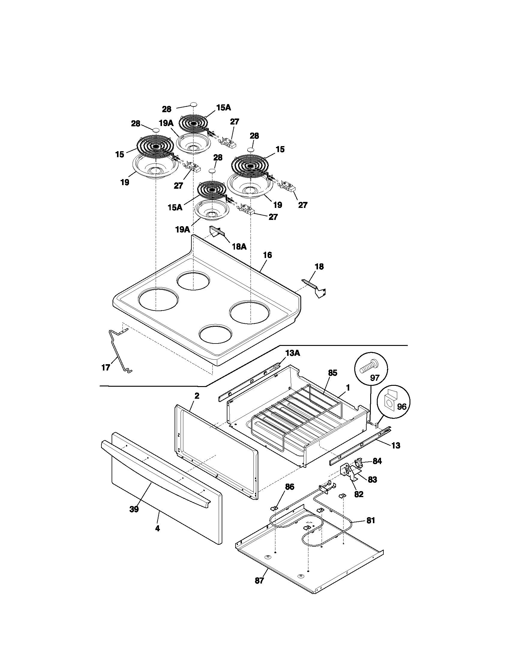 Kenmore 79093754104 top/drawer diagram