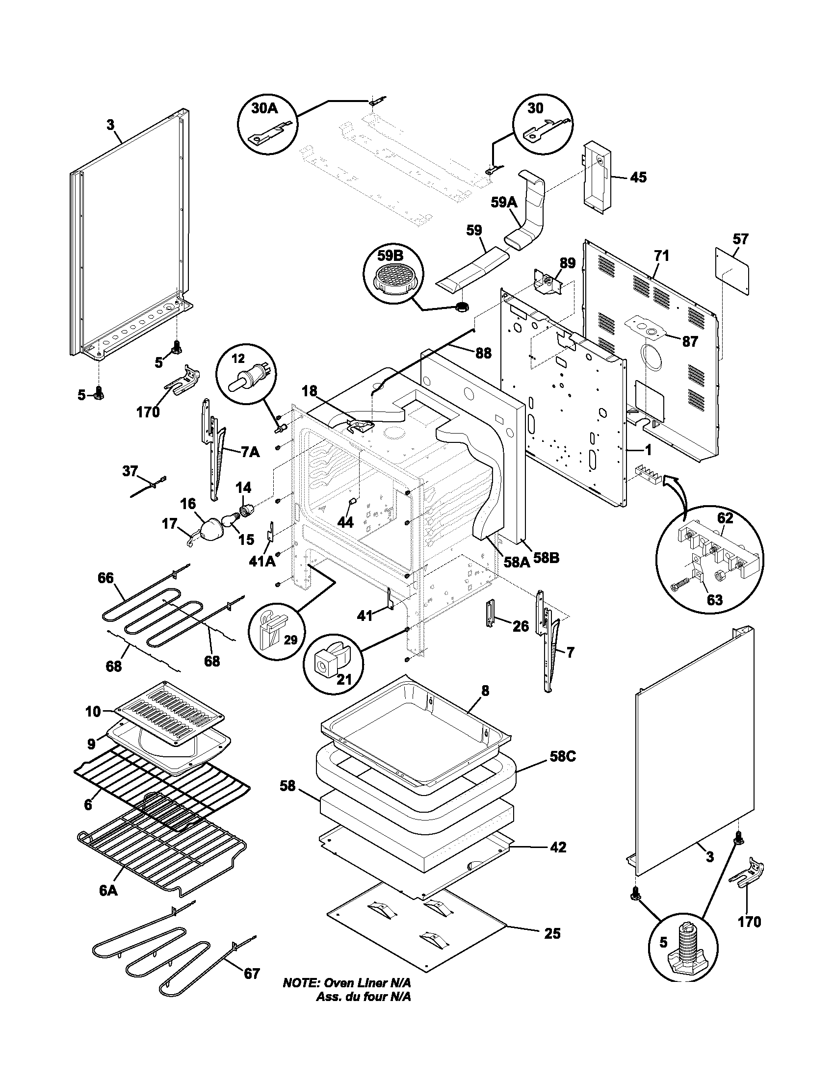 Tappan TEF364AQF body diagram