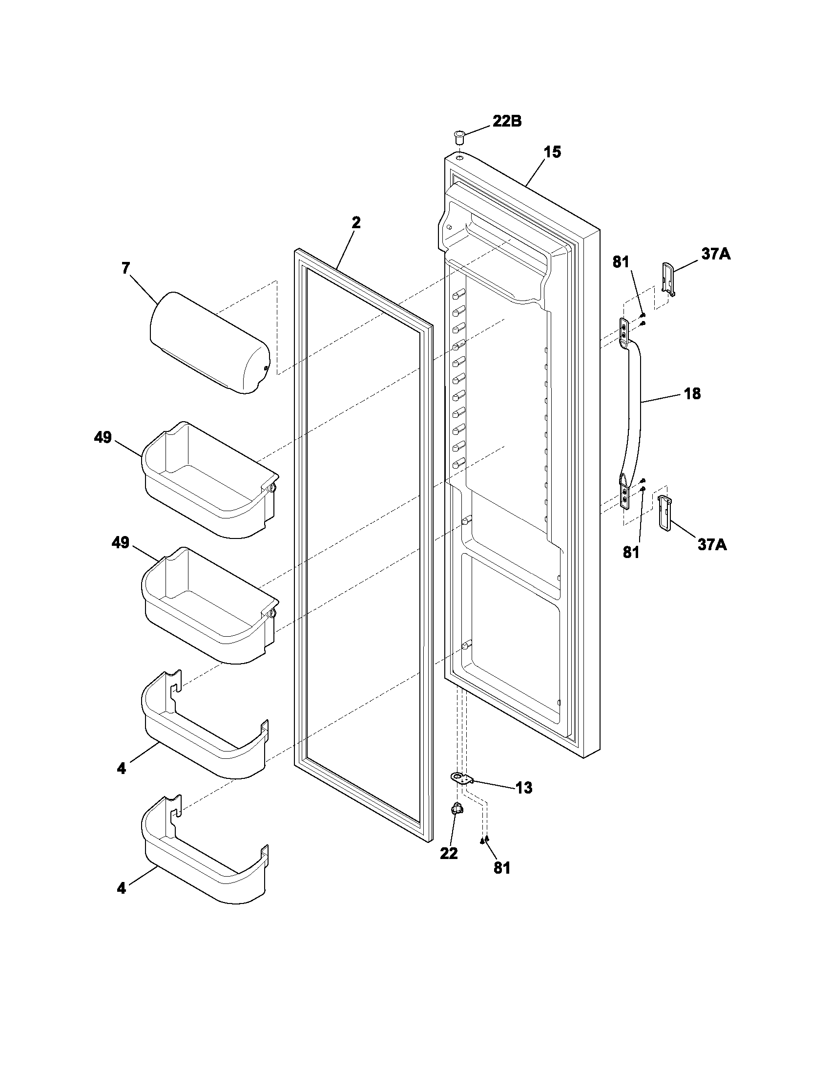 Frigidaire FRS26KW3AW6 refrigerator door diagram