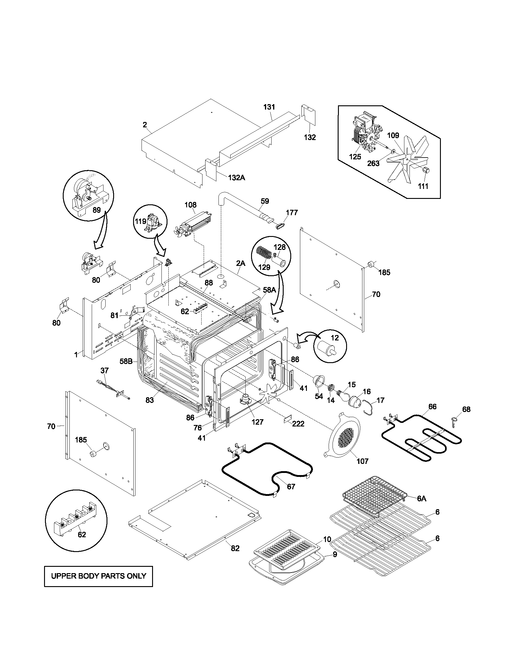 Frigidaire GLEB30T8ASB upper oven diagram
