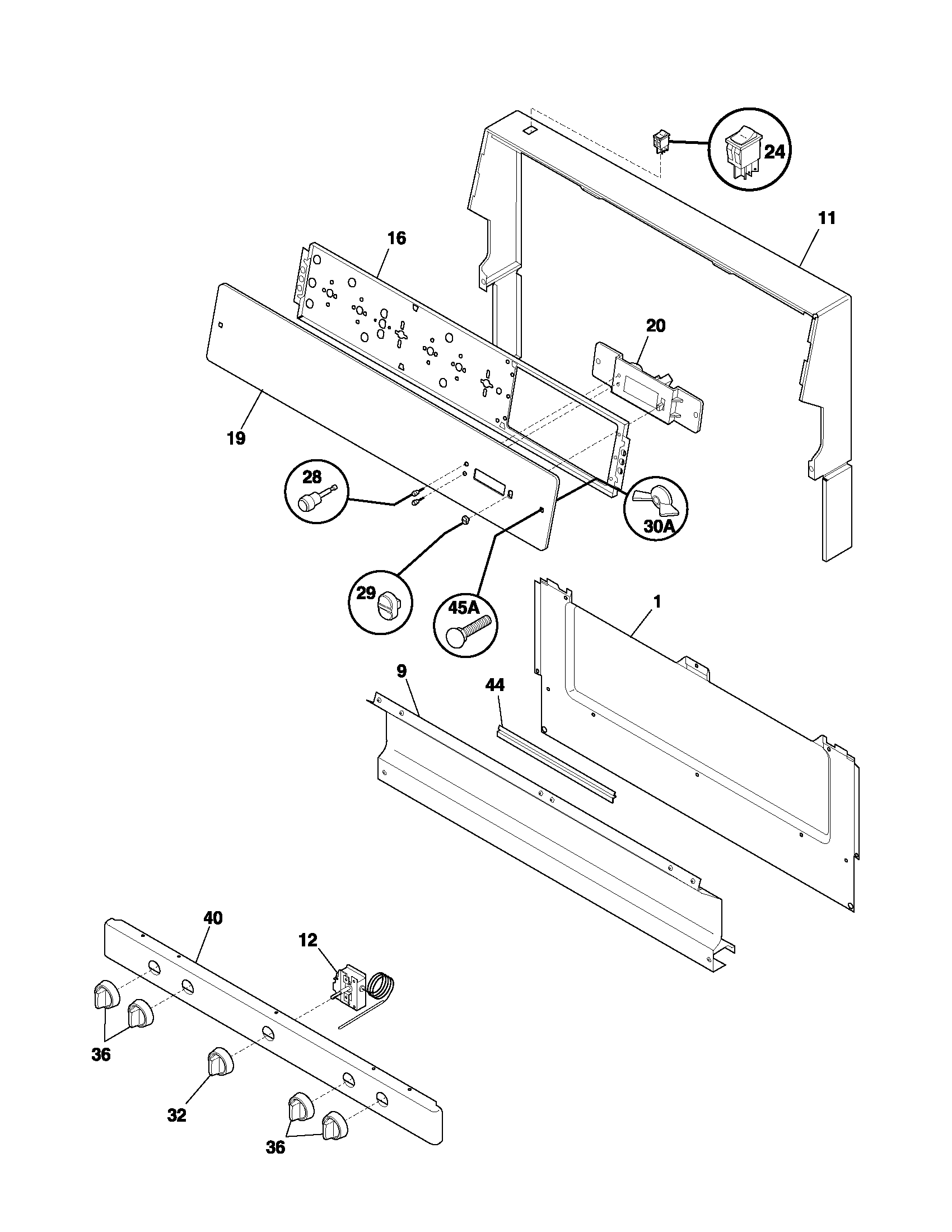 Tappan TGF317AWB backguard diagram