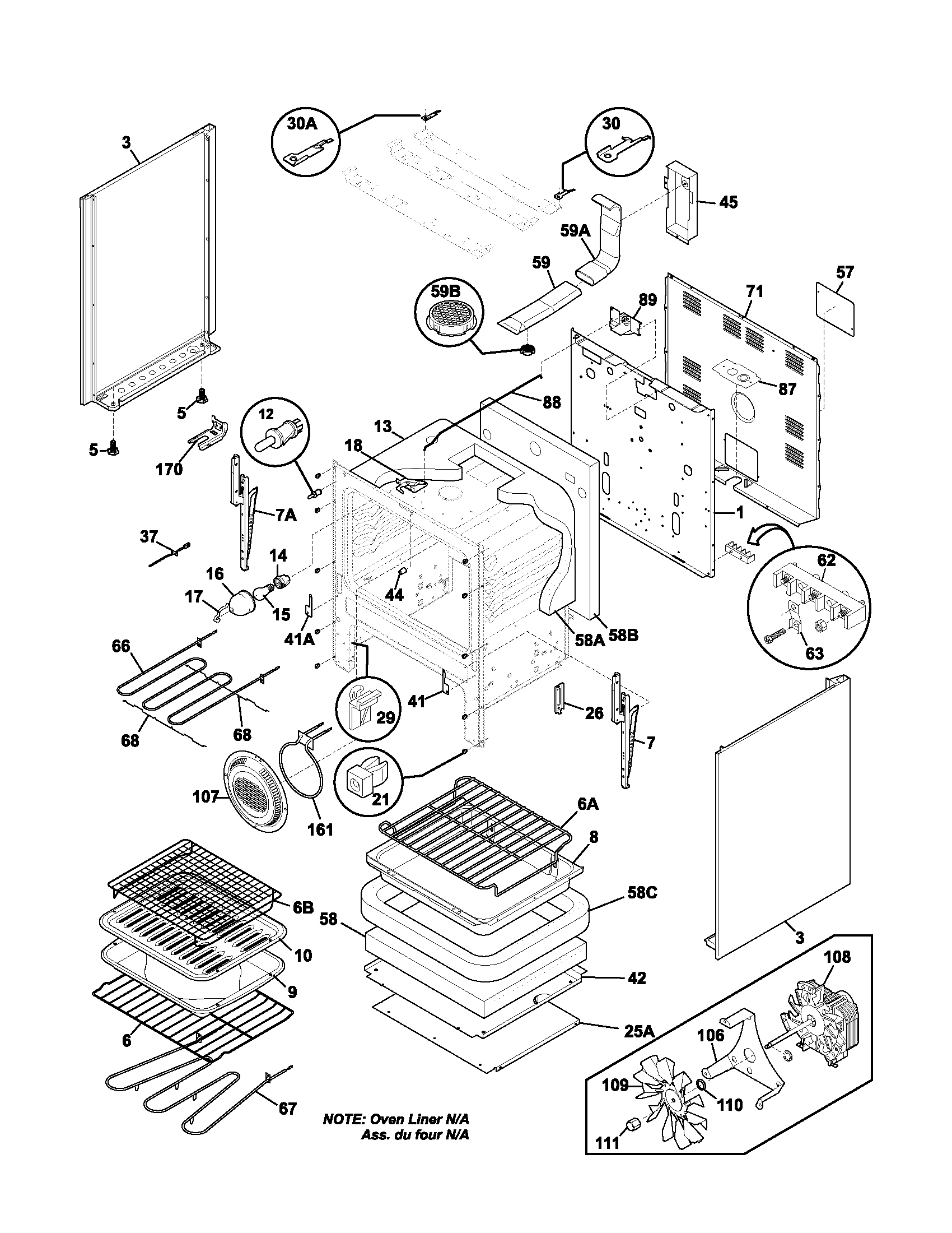 Frigidaire GLEF396CSA body diagram