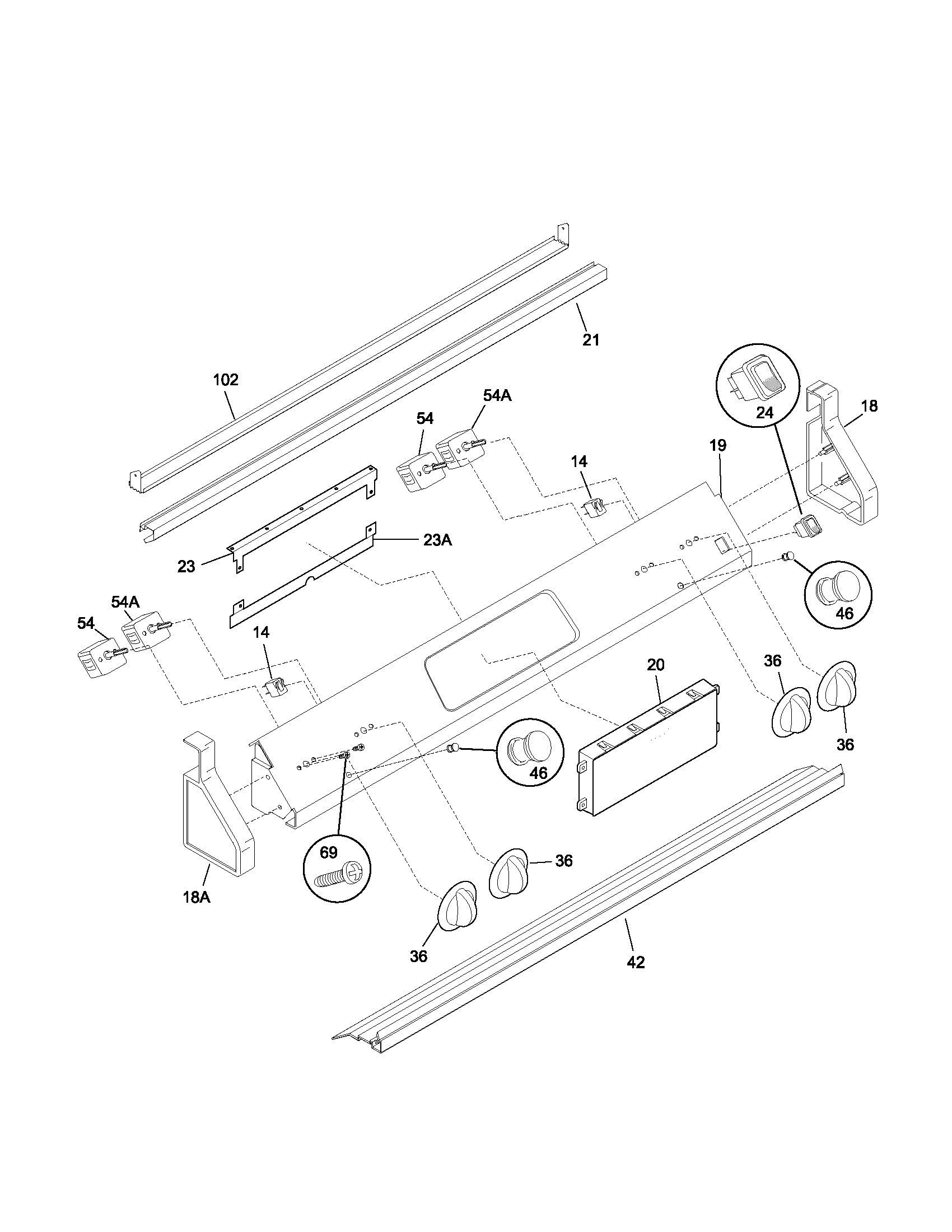 Frigidaire FED367ASF backguard diagram
