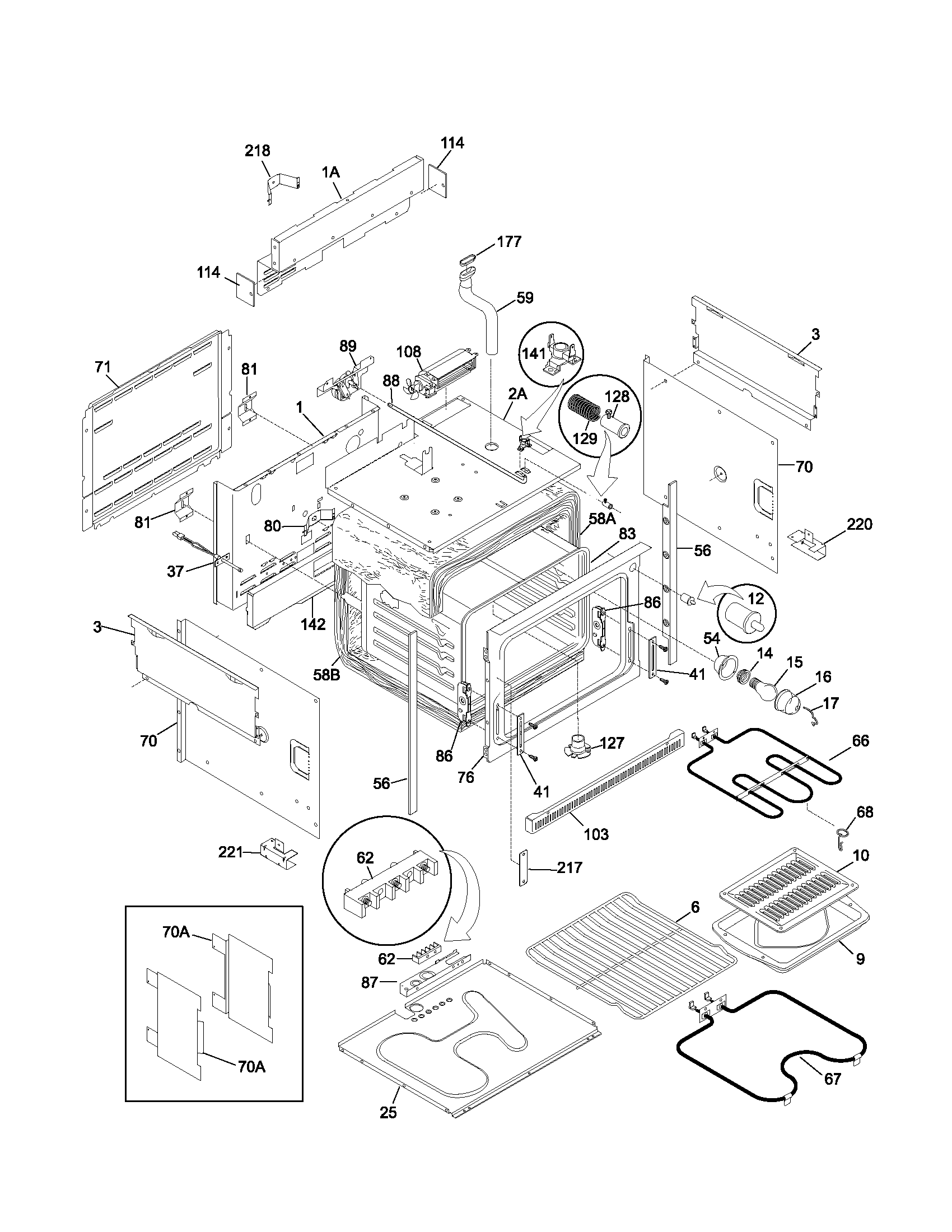 Frigidaire FED367ASF body diagram