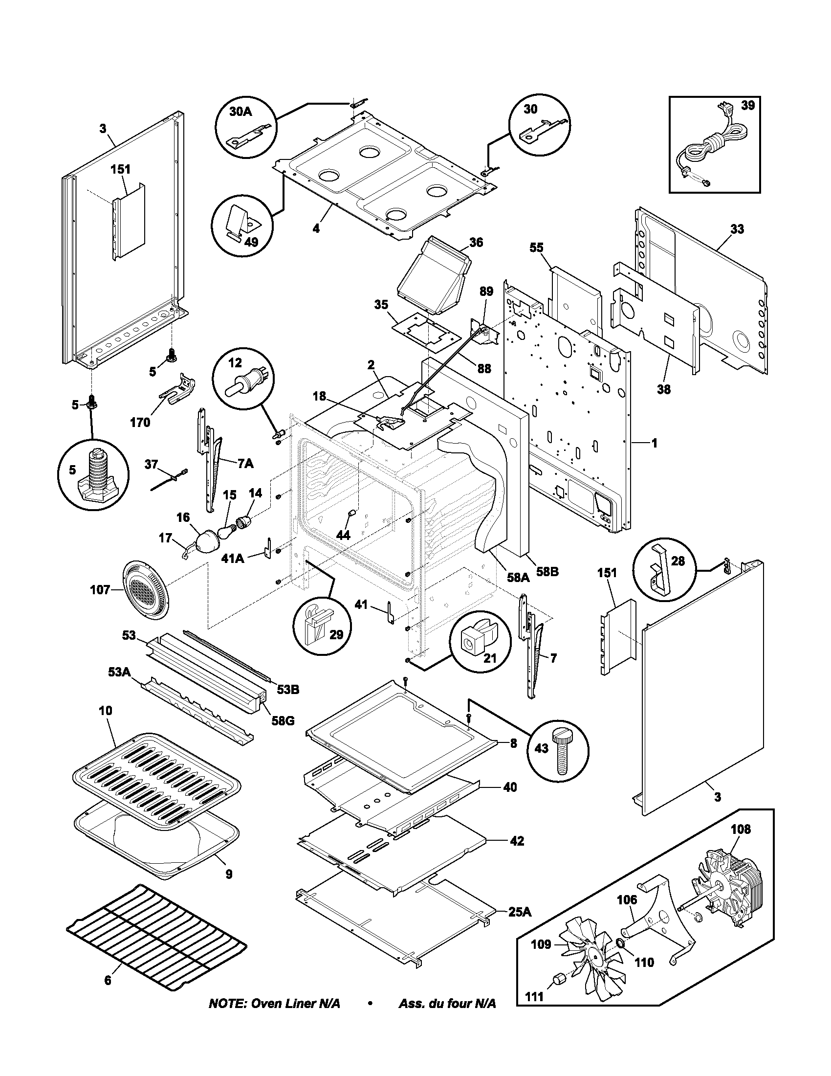 Frigidaire GLGF377CBA body diagram